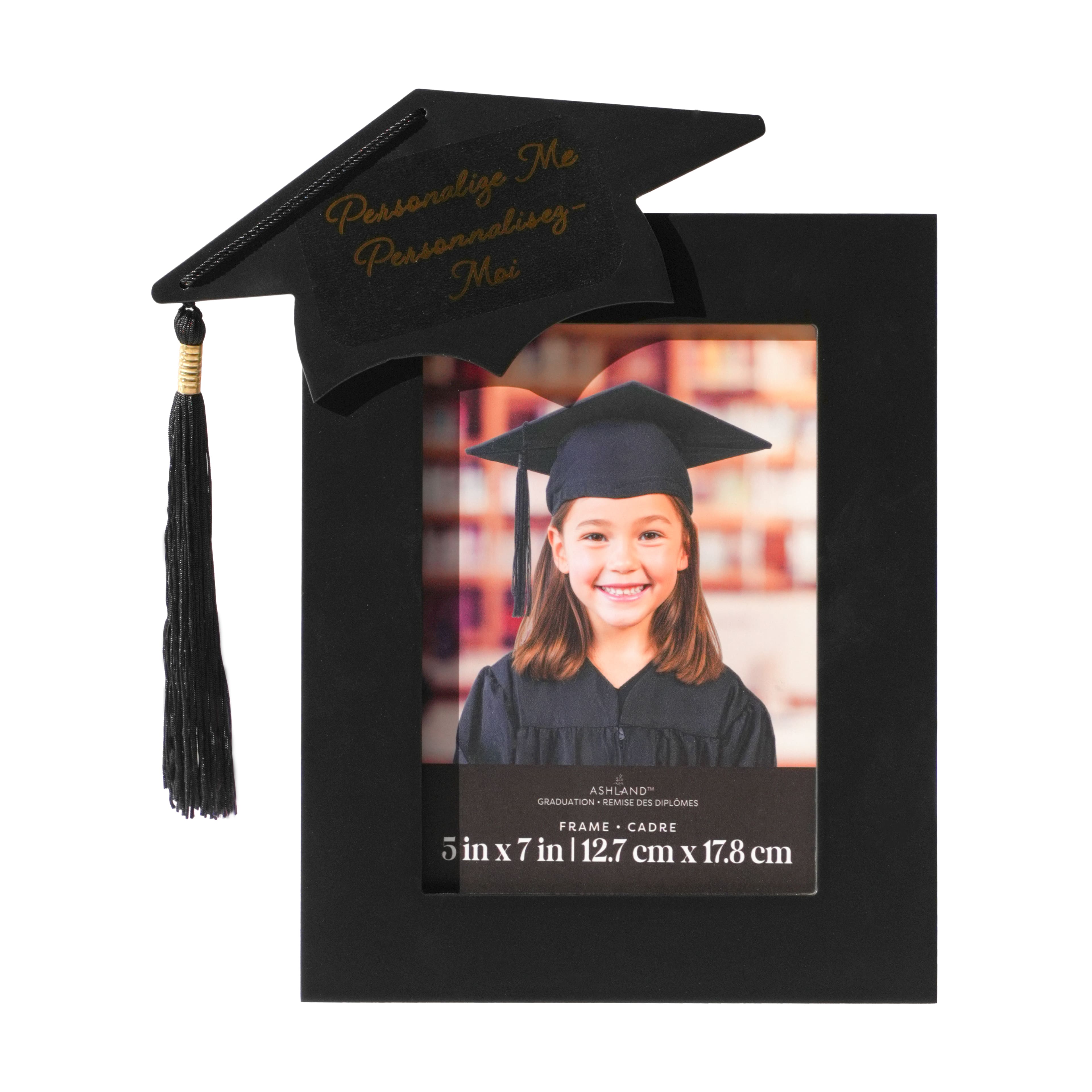5" x 7" Black Customizable Tabletop Frame with Hat, Graduation by Ashland®