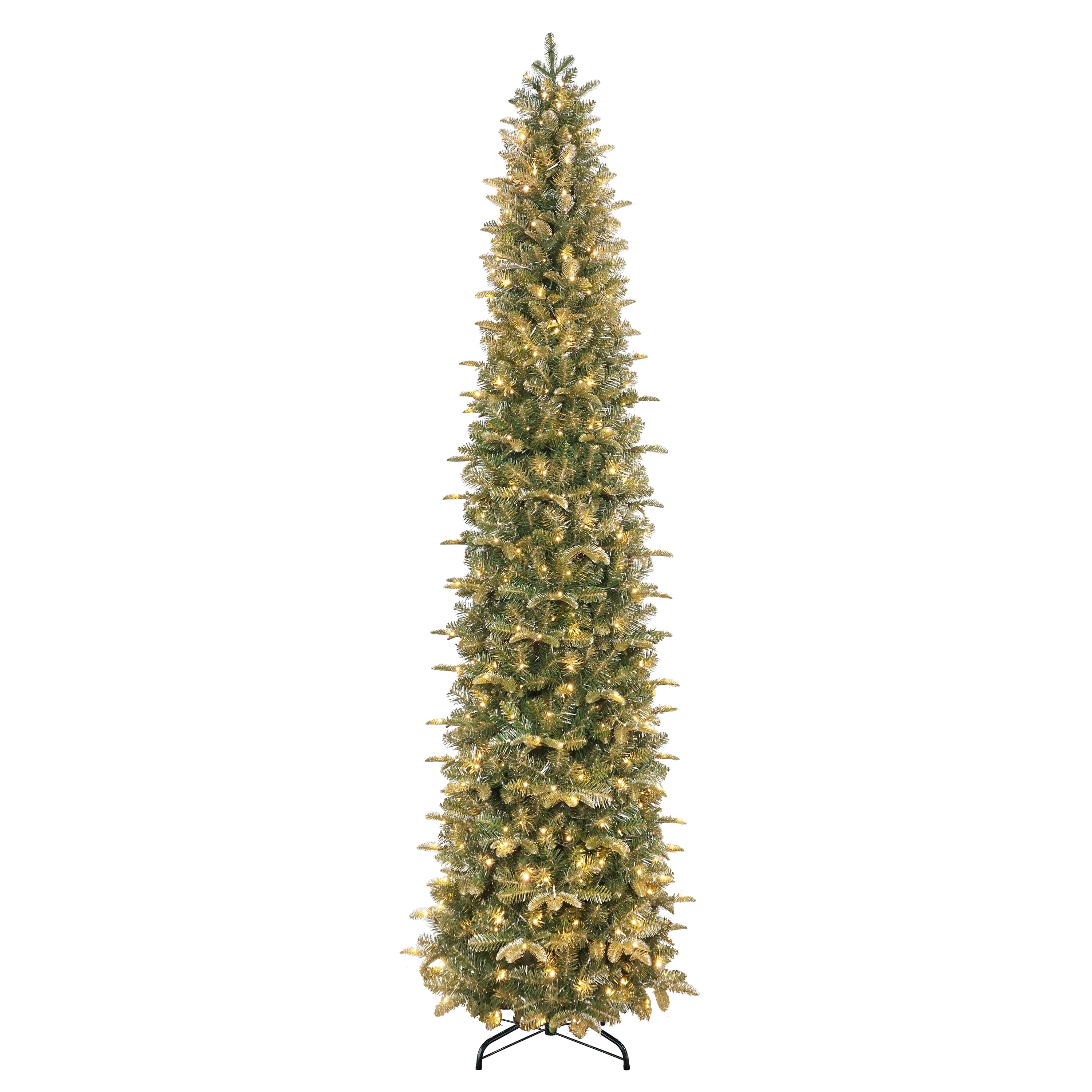 Puleo International 9Ft Pre-Lit Artificial Yardley Spruce Pencil Tree, Warm White & Multicolor LED Lights in Green | 9 ft | Michaels®