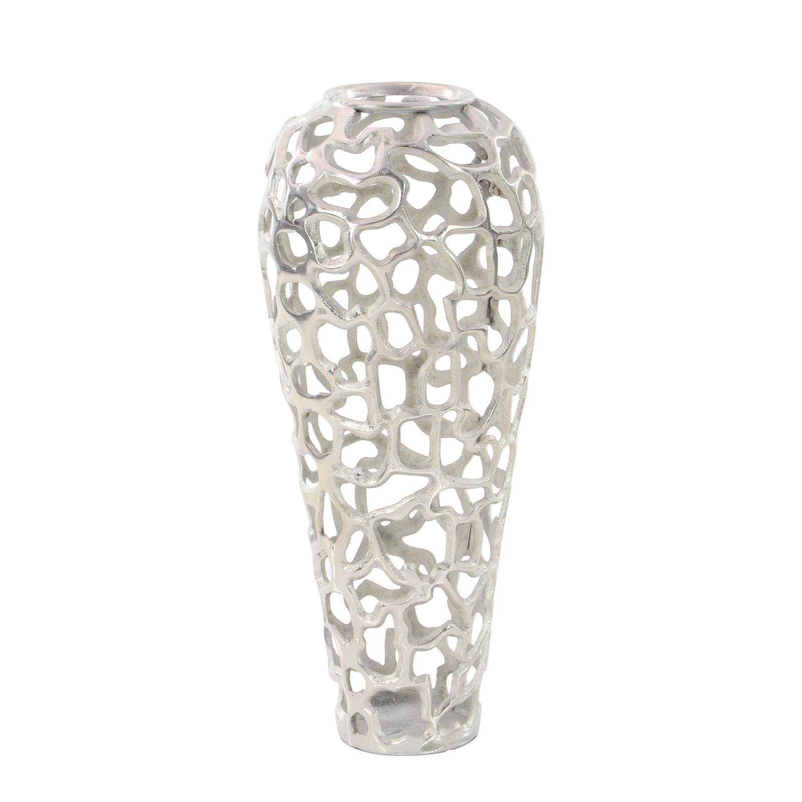 25" Silver Aluminum Contemporary Vase