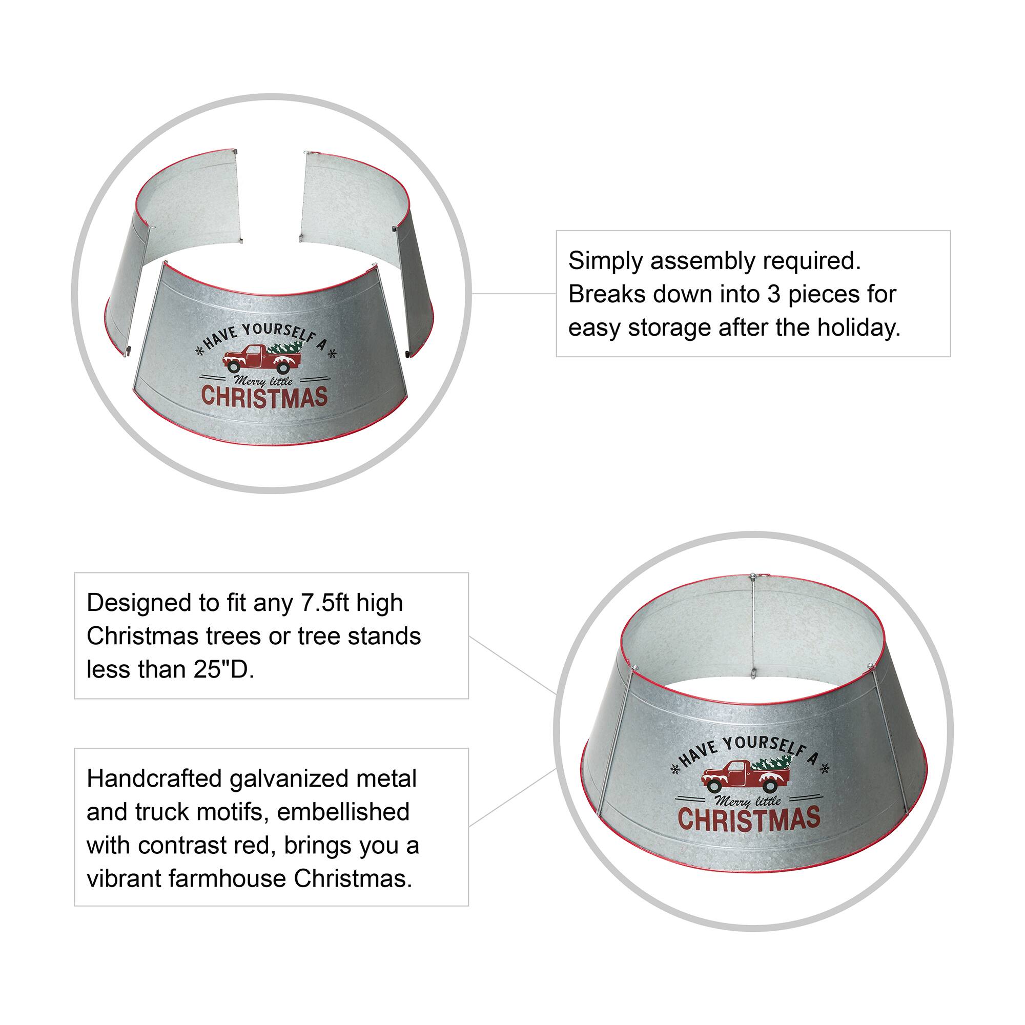 Glitzhome® Silver 26" Truck Metal Tree Collar
