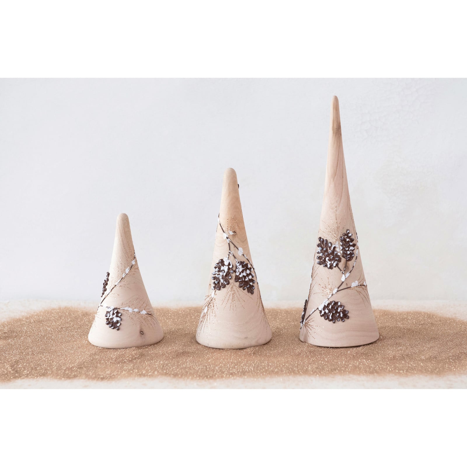 Hello Honey® Hand-Painted Eucalyptus Wood Tree with Pinecone