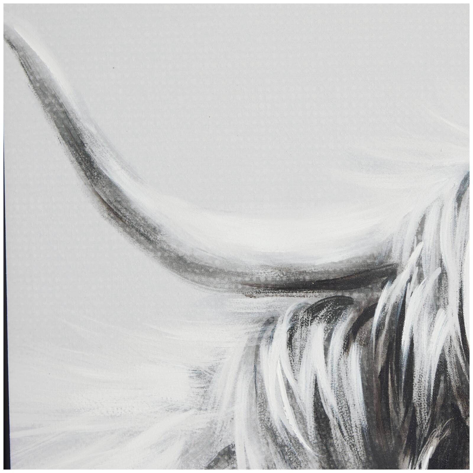 White Canvas Shaded Bull Framed Wall Art with Black Frame 37" x 1" x 37"