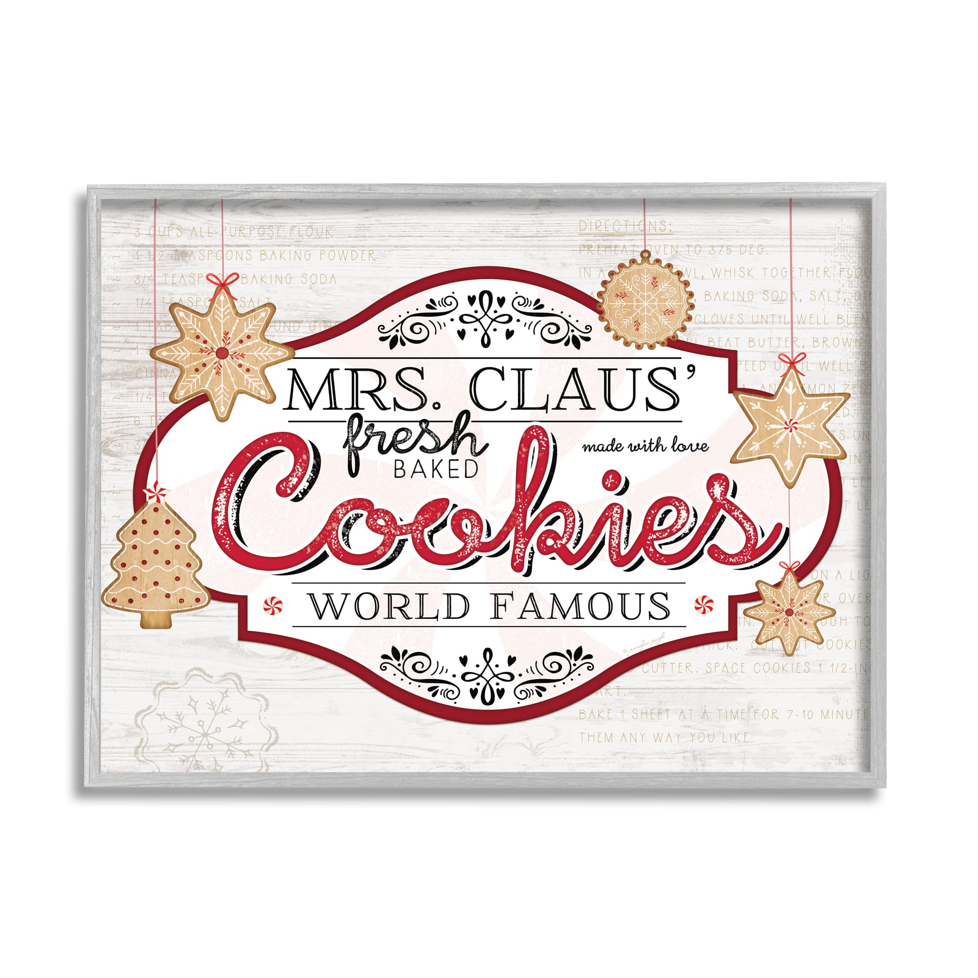 Stupell Industries Vintage Mrs. Claus Cookies Sign Framed Giclee Art