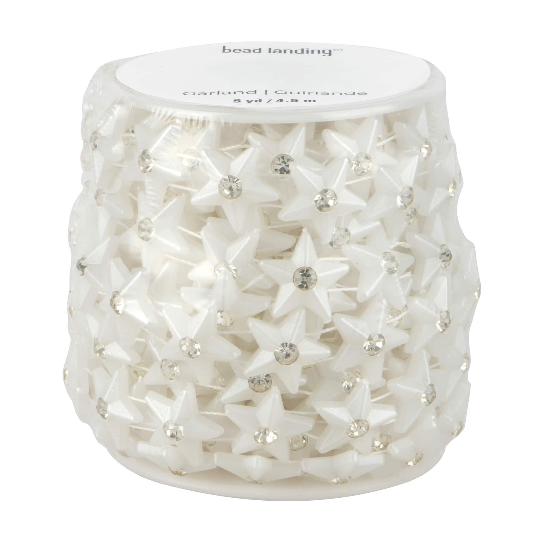 15mm White Plastic & Glass Pearl Star Bead Garland, 5yd. by Bead Landing™