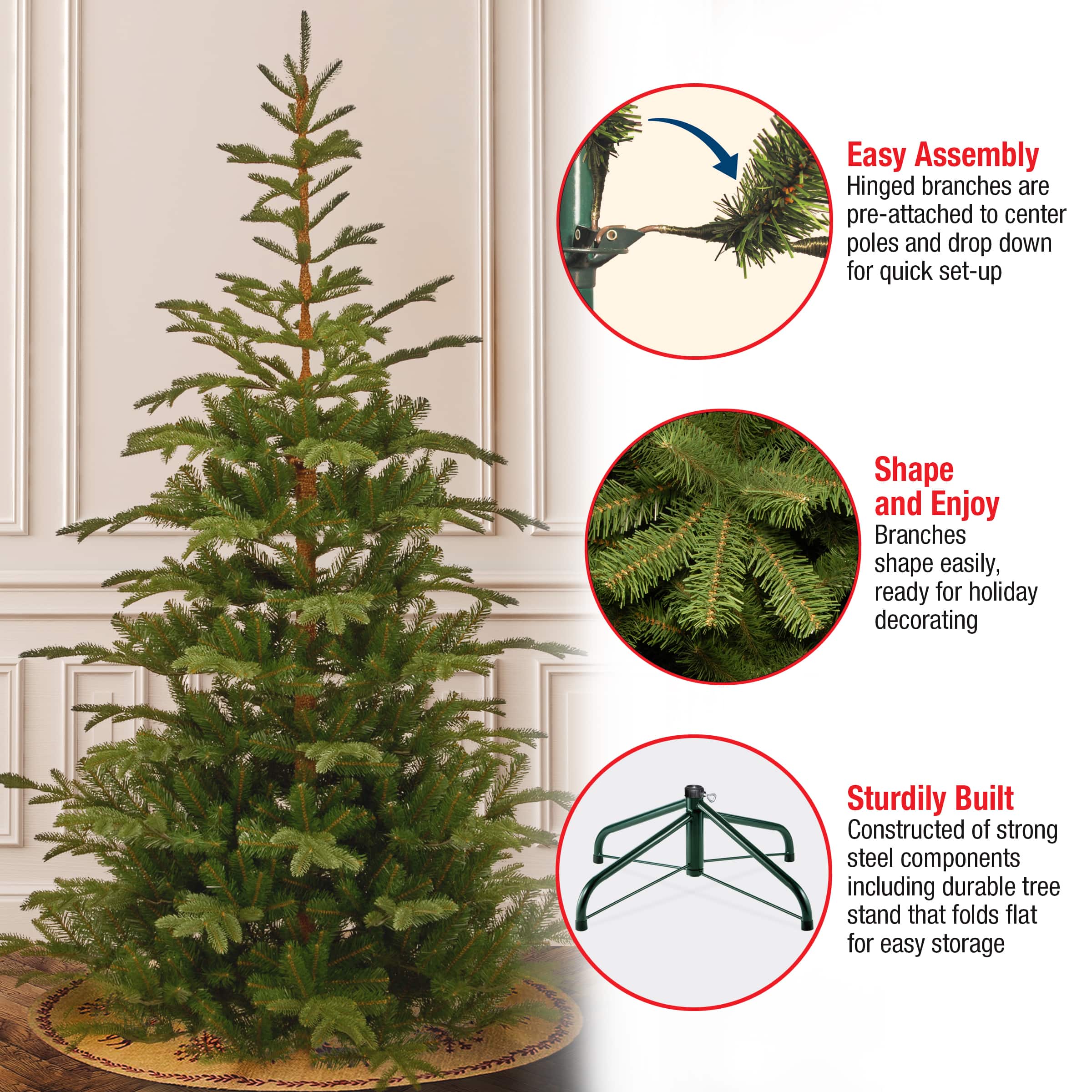 7.5ft. Unlit Feel Real® Hinged Norwegian Spruce Slim Artificial Christmas Tree