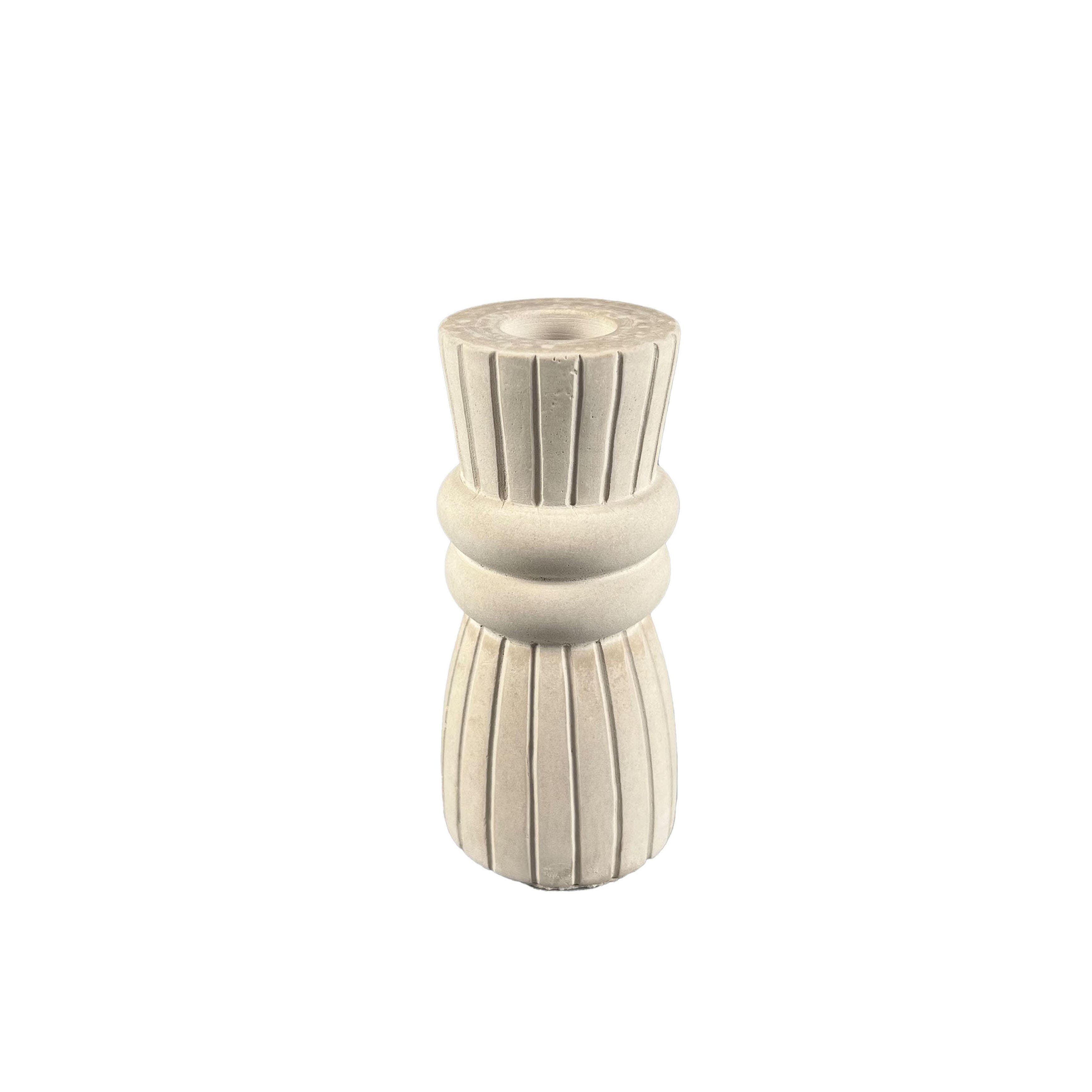 4.5" Ribbed Cement Taper Candle Holder by Make Market®