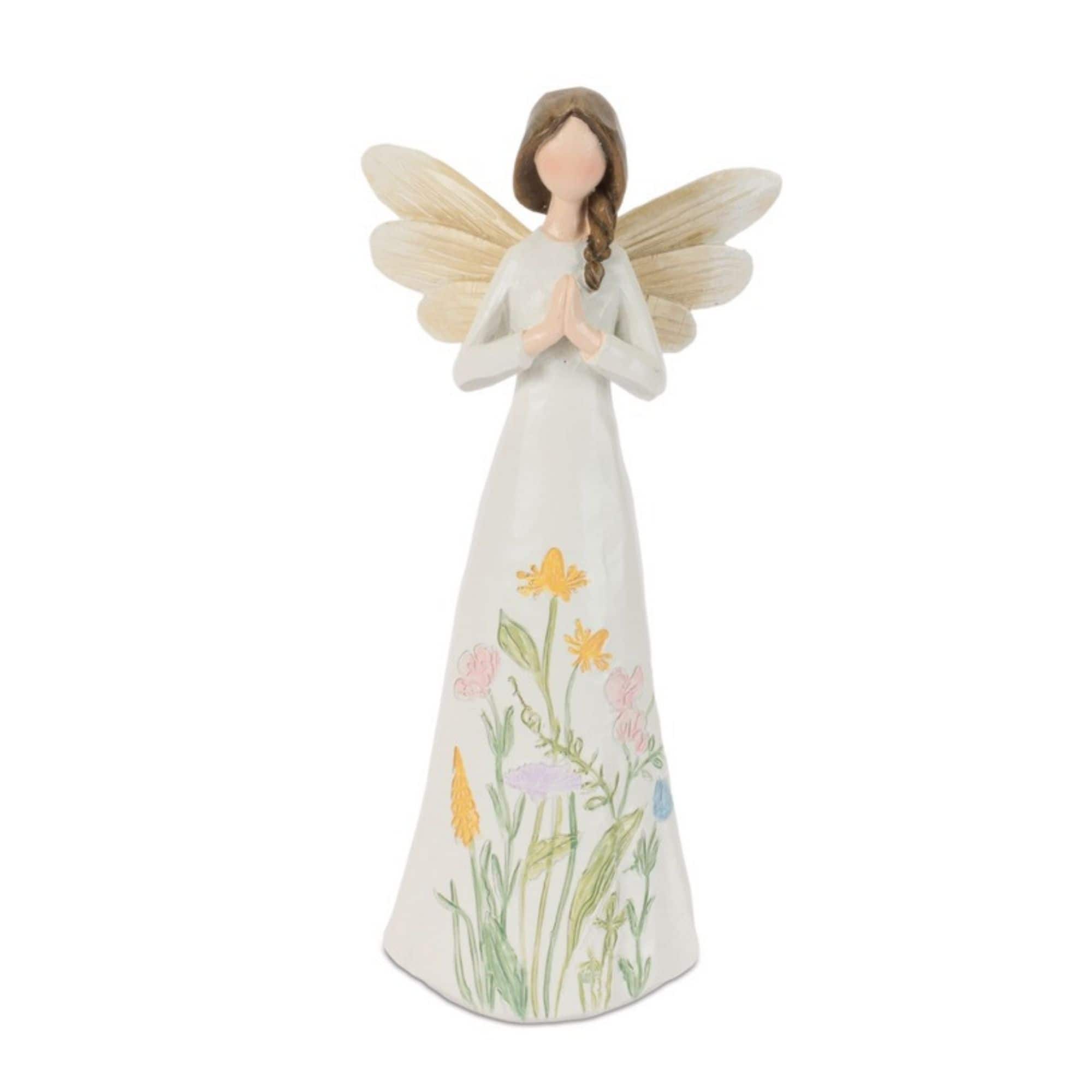 Melrose 9" Etched Floral Angel Figurine Set