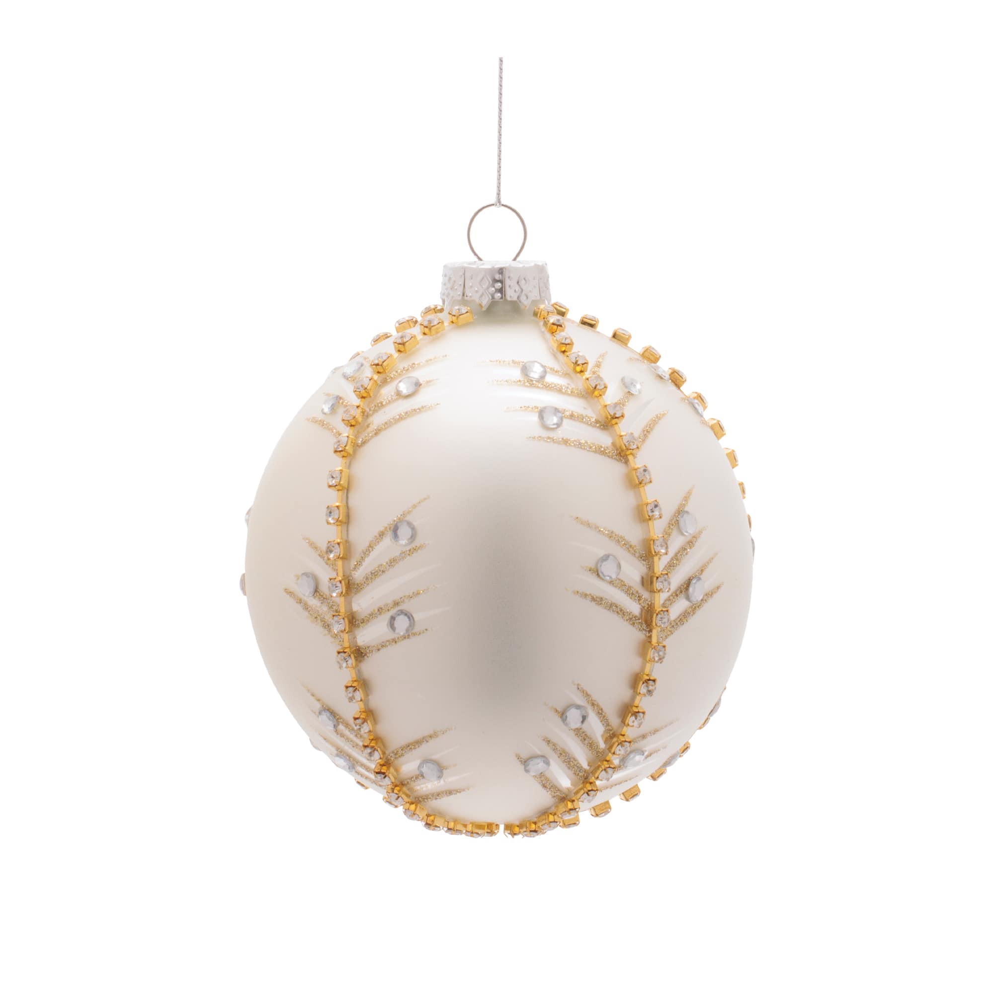 Melrose White & Gold Glass Ornaments Set