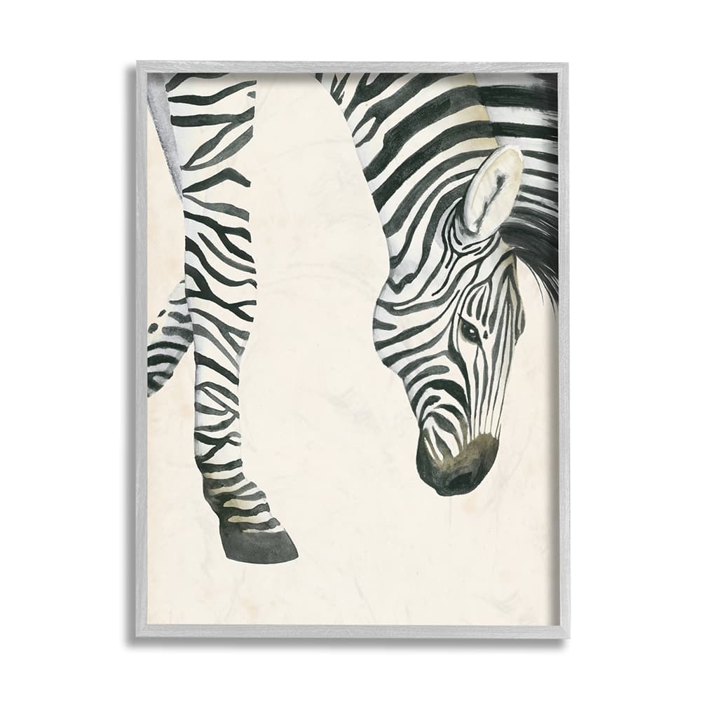 Stupell Industries Zebra Grazing Striped Safari Animal Hoof Detail in Frame Wall Art