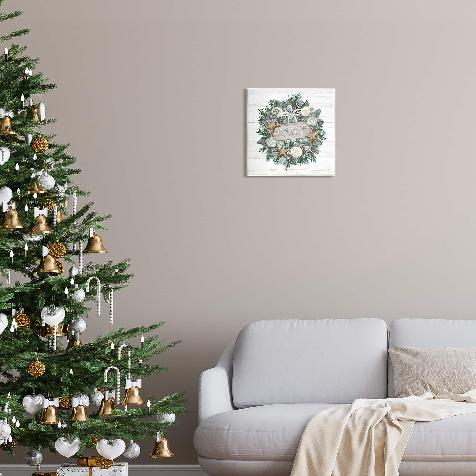 Stupell Industries Sea Life Holiday Peace Wreath Wall Plaque Art