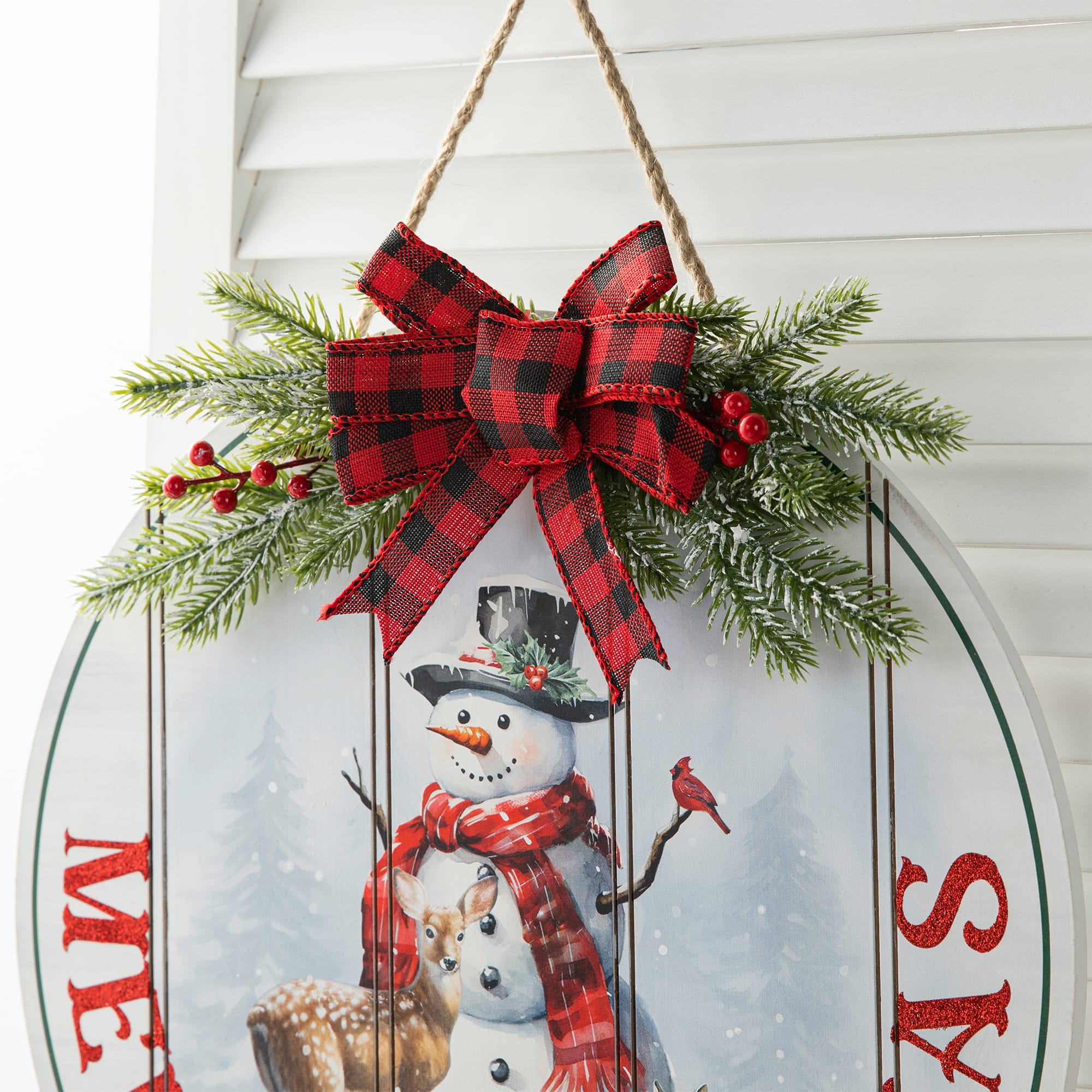 Glitzhome® 15" Merry Christmas Round Door Hanger