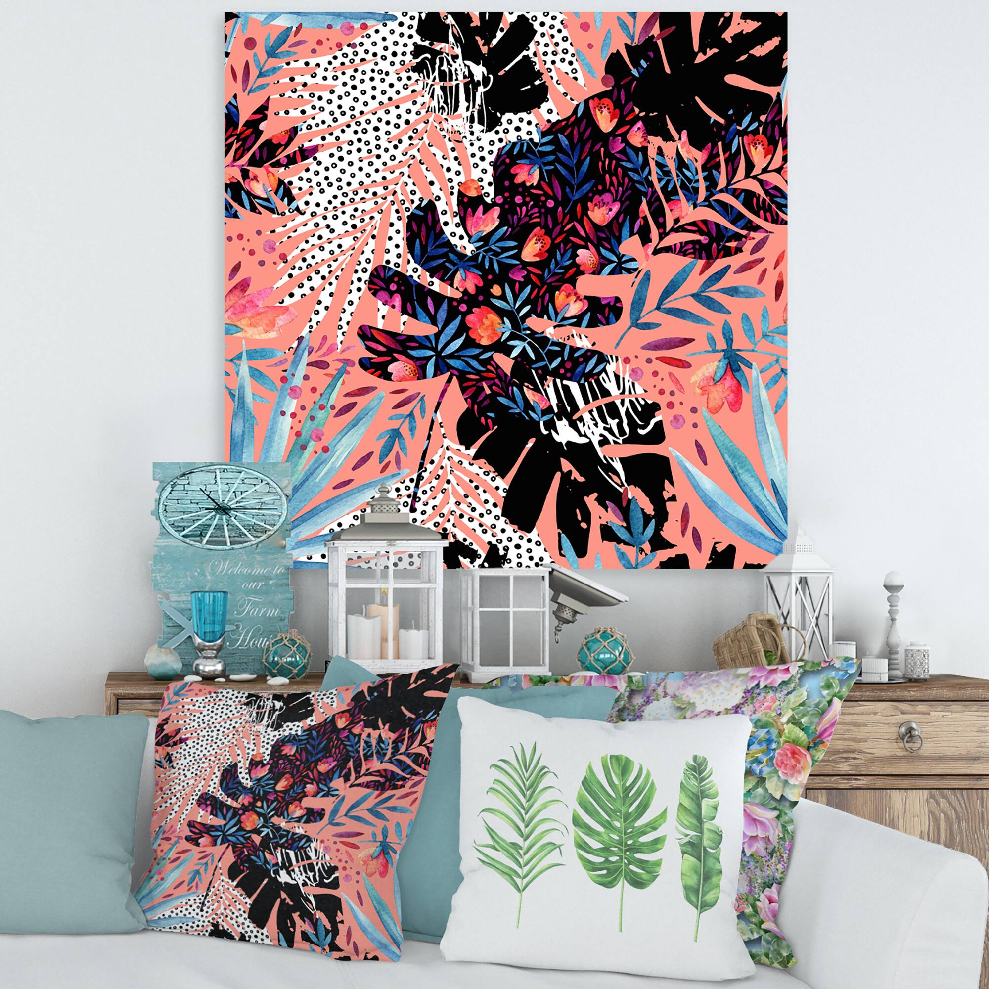 Designart - Tropical Floral Patchwork II