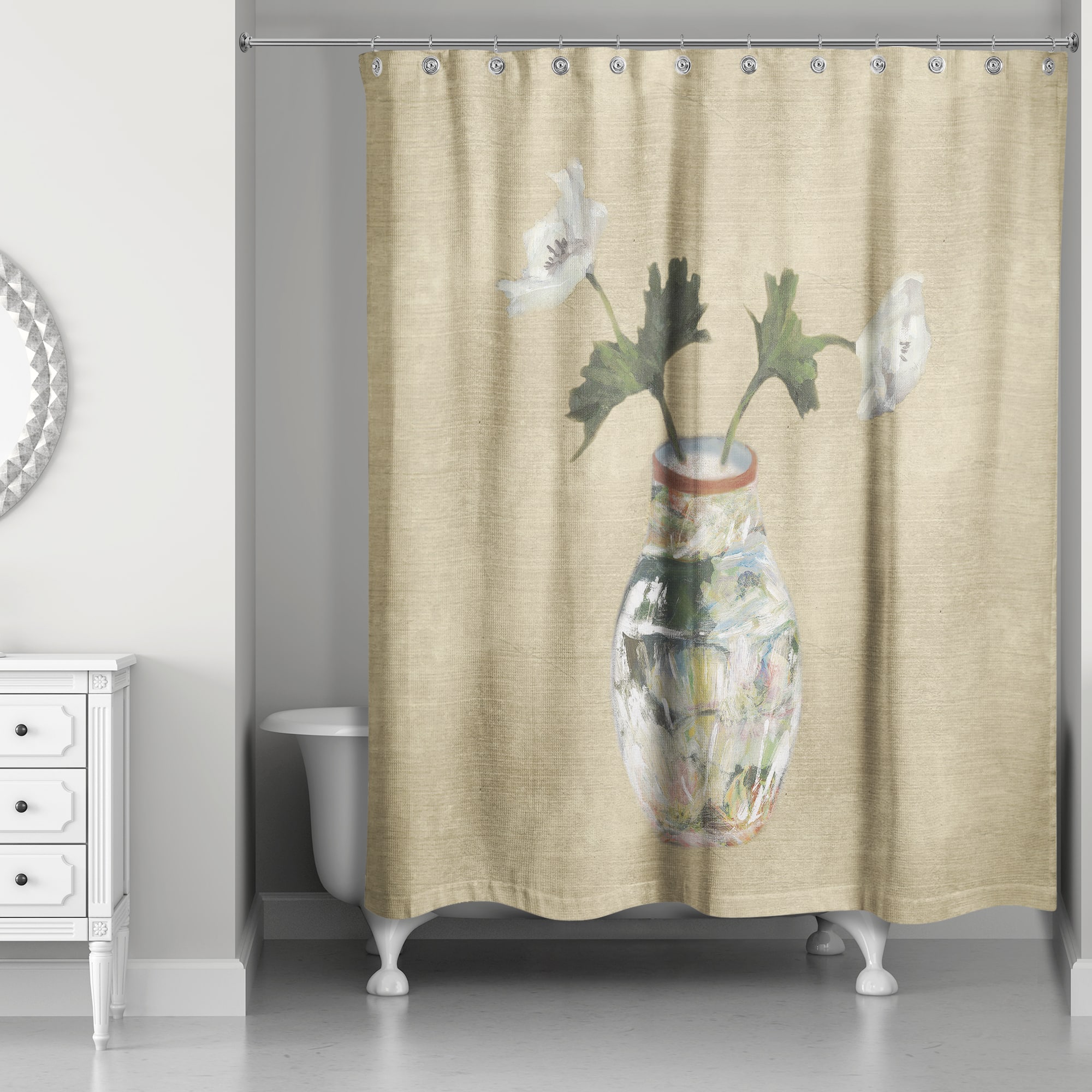 Colorful Vase with White Florals 71" x 74" Shower Curtain