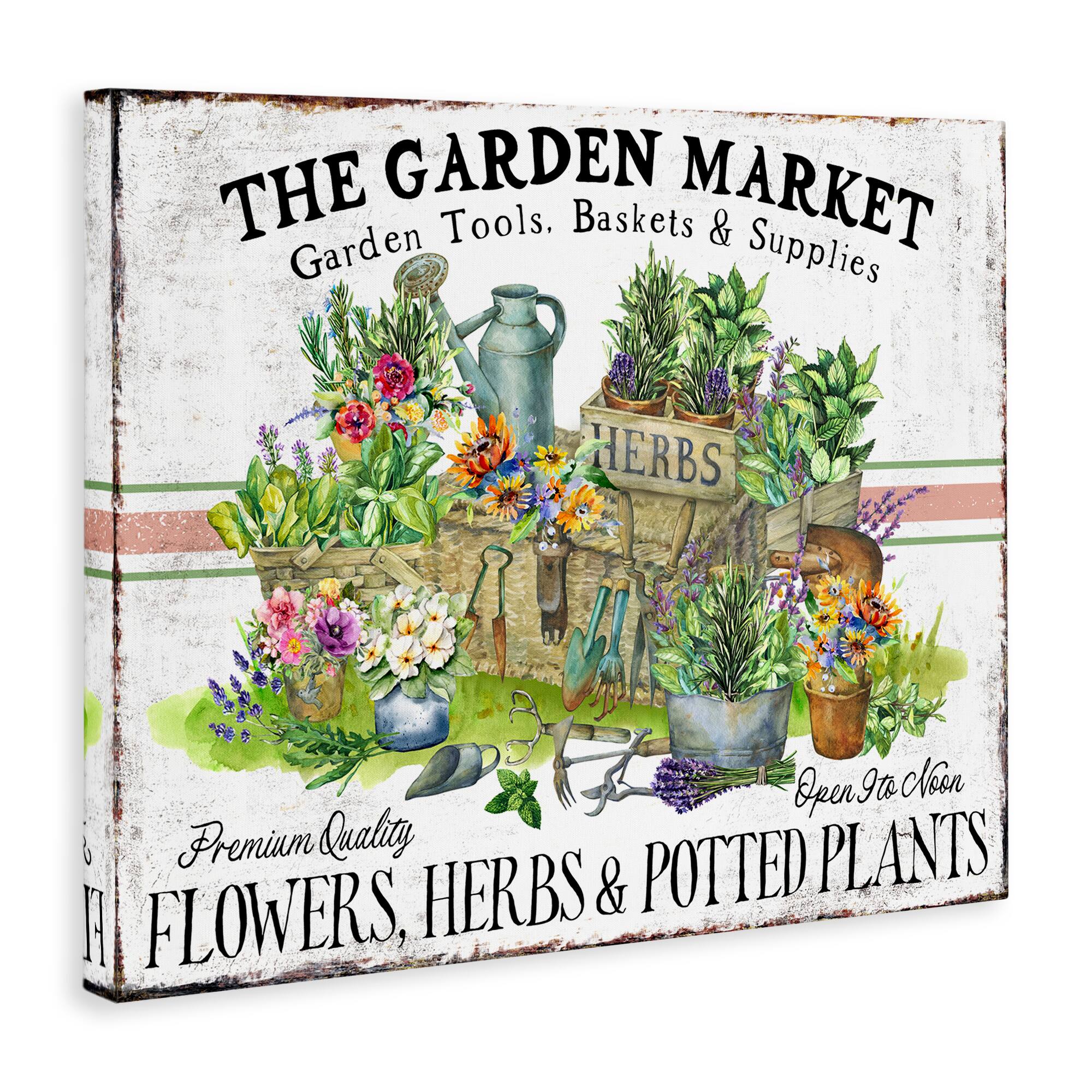 Stupell Industries Garden Market Bistro Stripe Canvas Wall Art