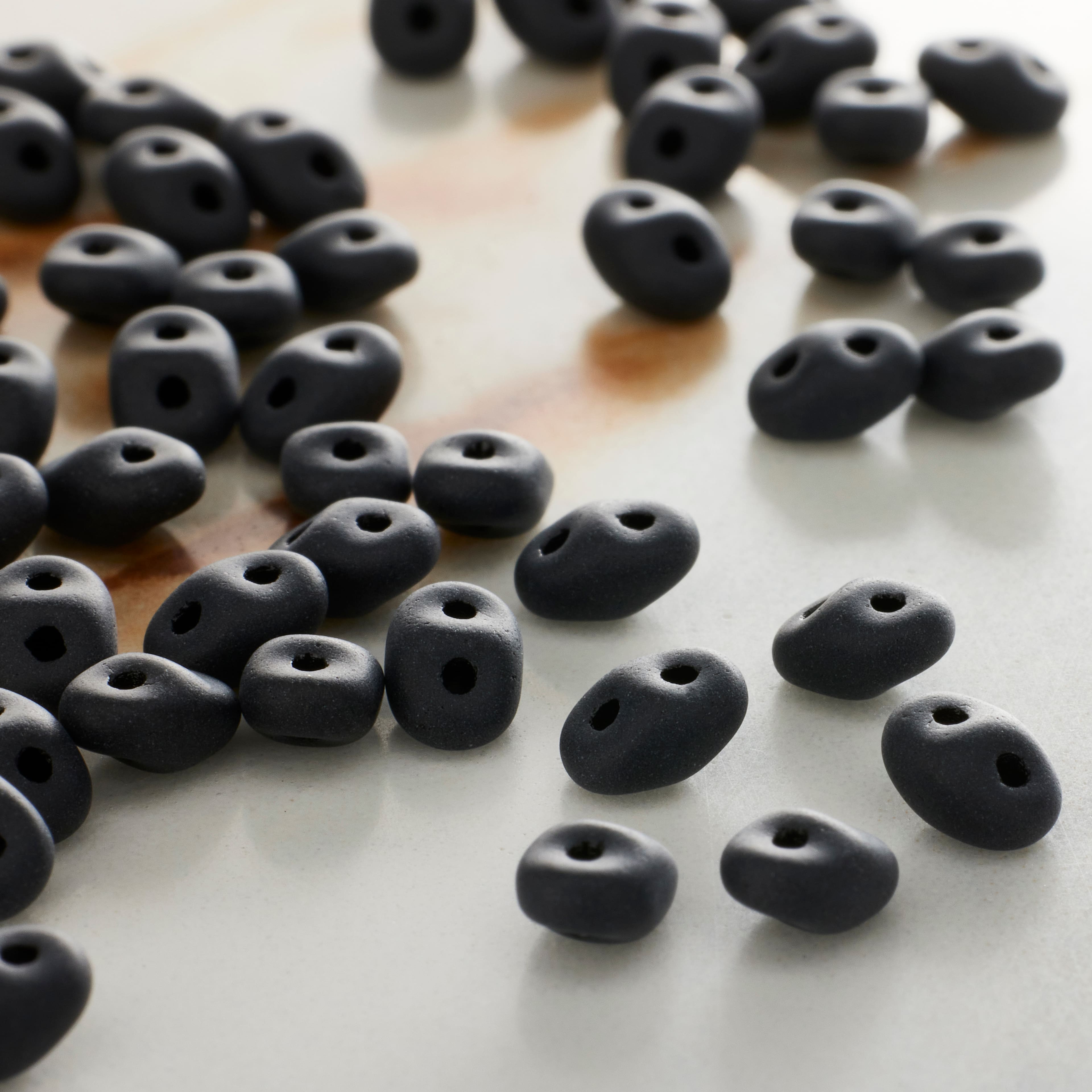 12 Pack: John Bead Superduo Two-Hole Matte Jet Czech Glass Beads, 5mm