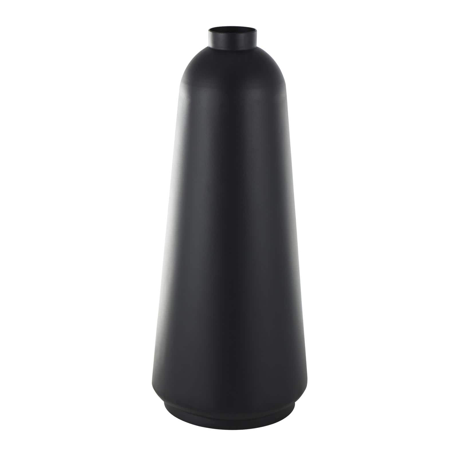 Black Metal Vase with Narrow Opening