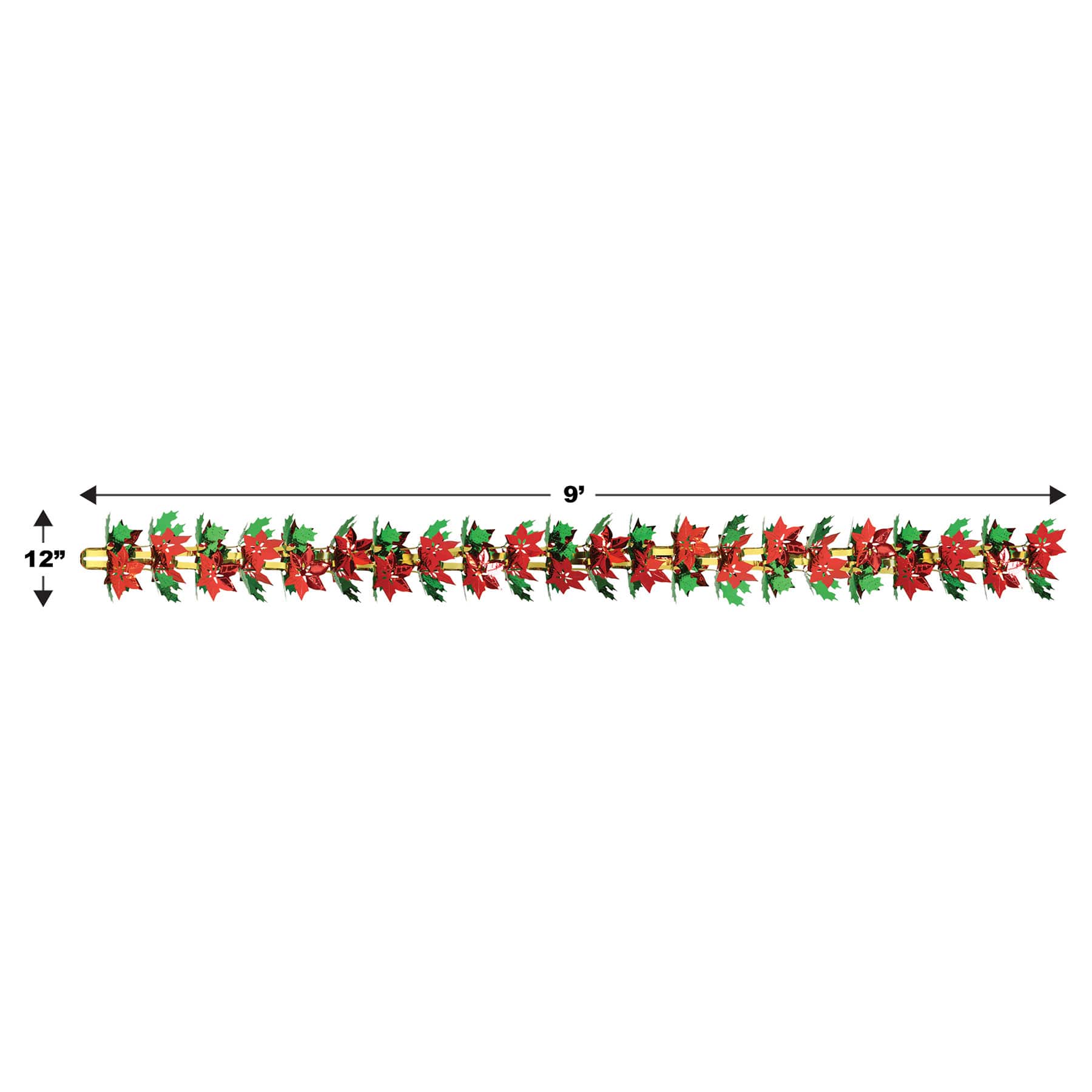 Beistle 9ft. Poinsettia & Holly Garland Column