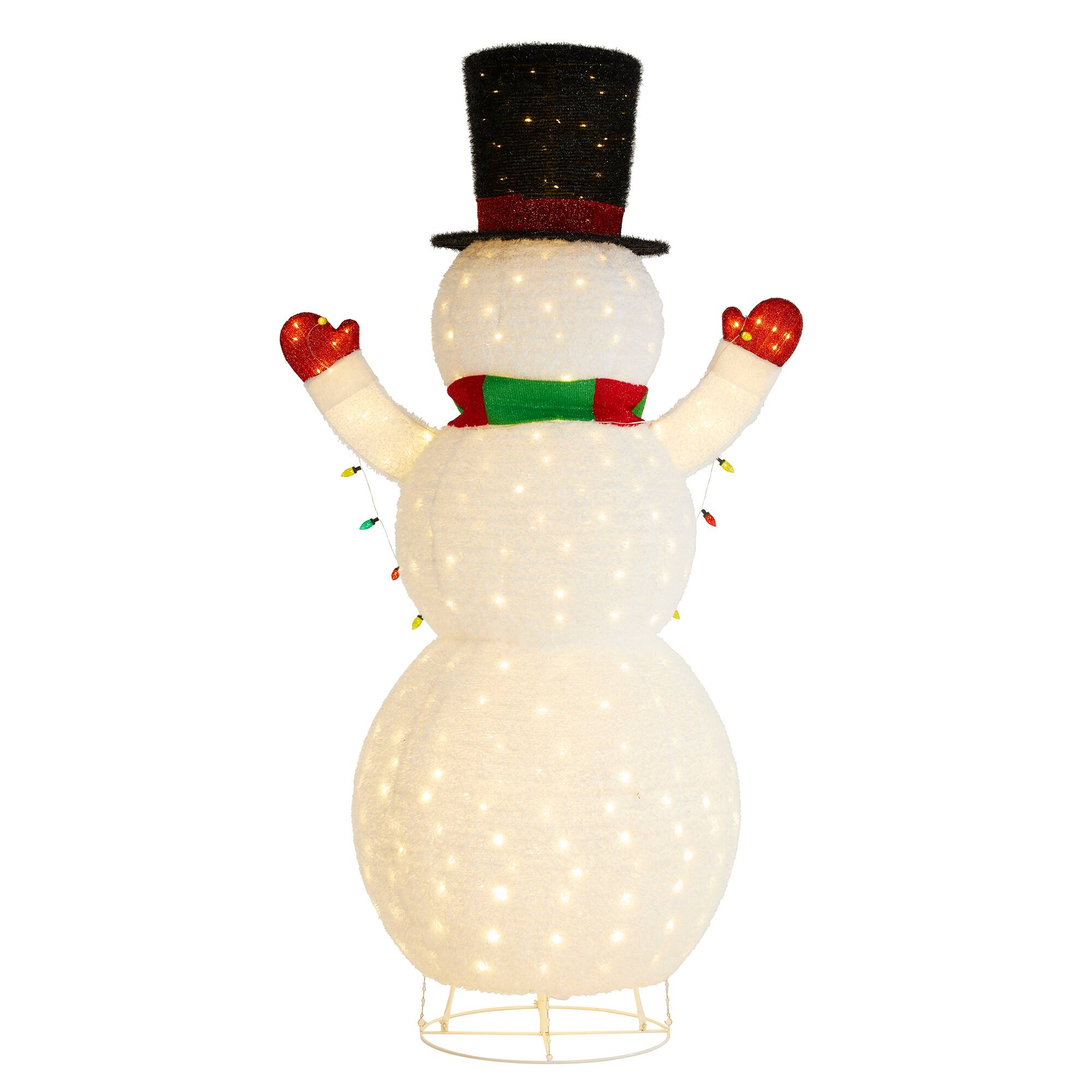 Glitzhome® 94.5"H Lighted Christmas 3D Foldable Fabric Snowman Outdoor Decor