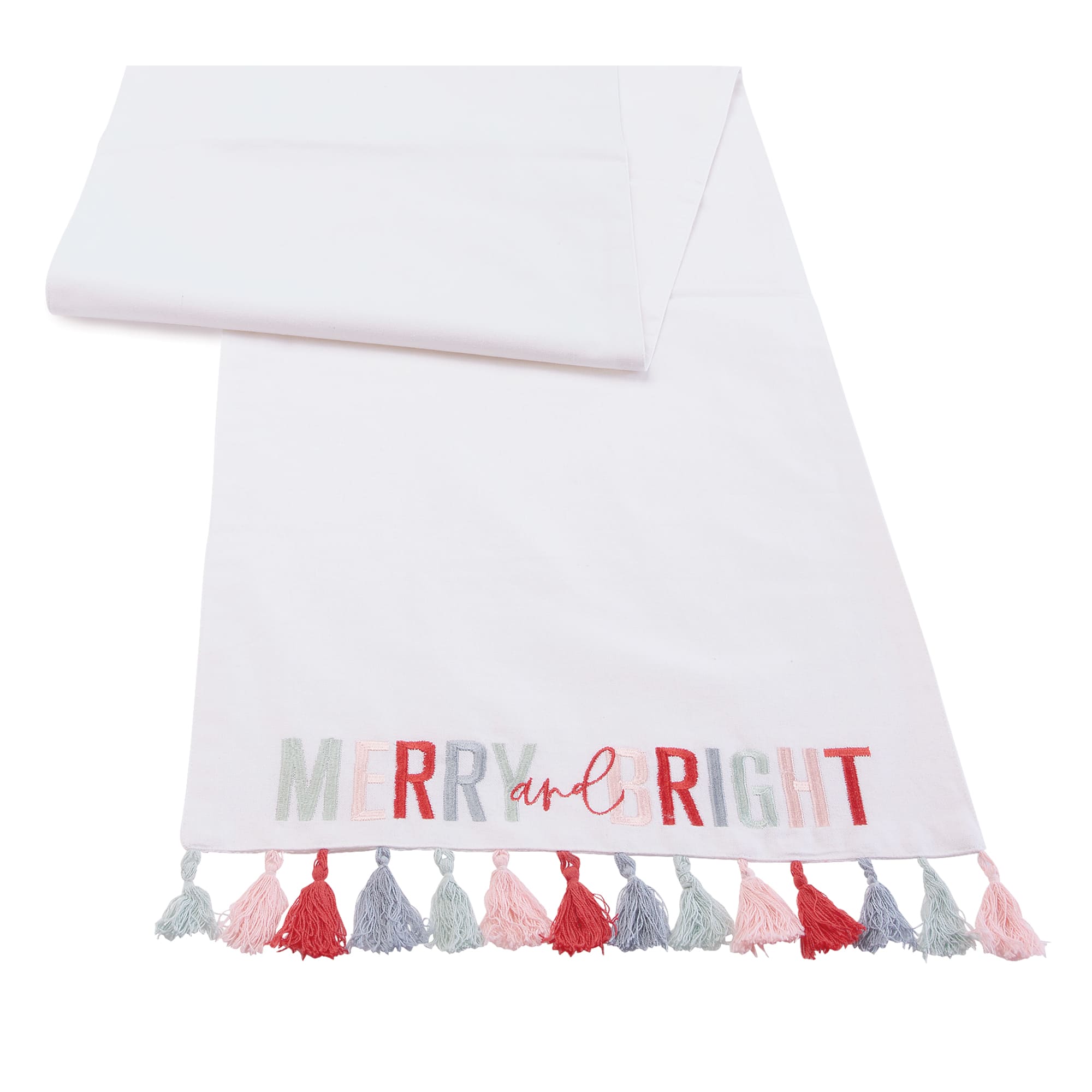 Melrose 72" x 14.5" Merry & Bright Tassel Table Runner