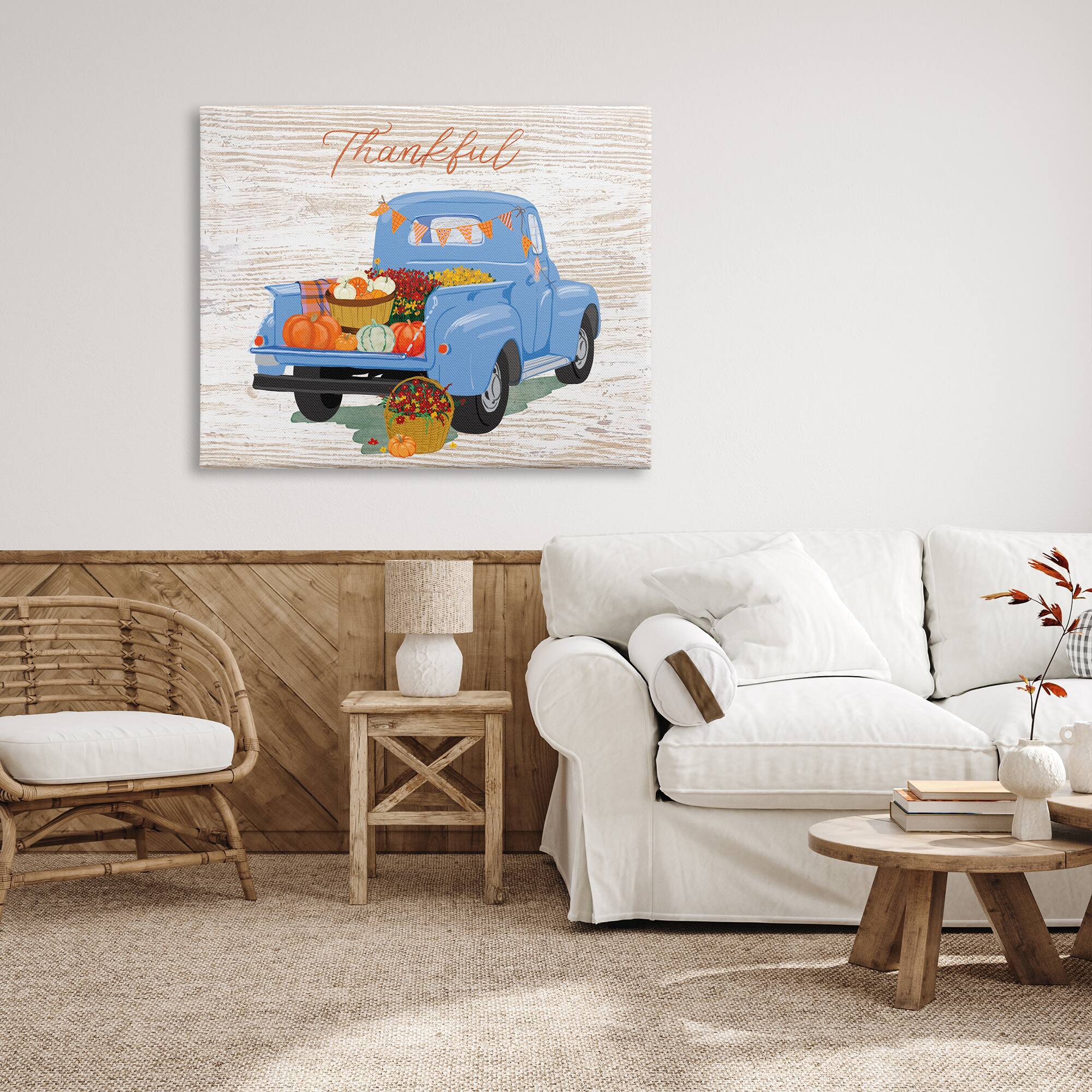 Stupell Industries Thankful Farmhouse Harvest Truckload Canvas Wall Art