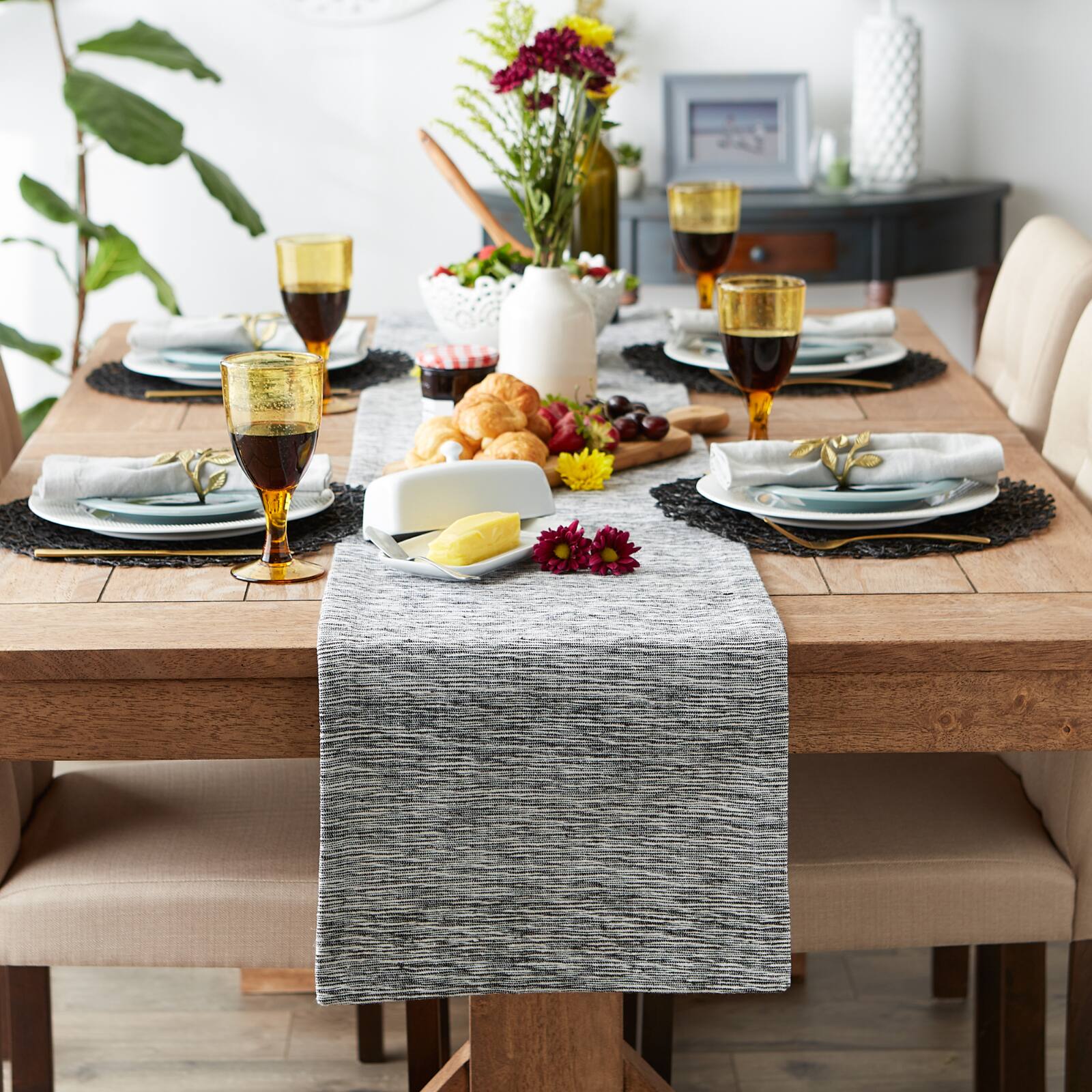 DII® 108" Tonal Recycled Cotton Slubby Rib Table Runner