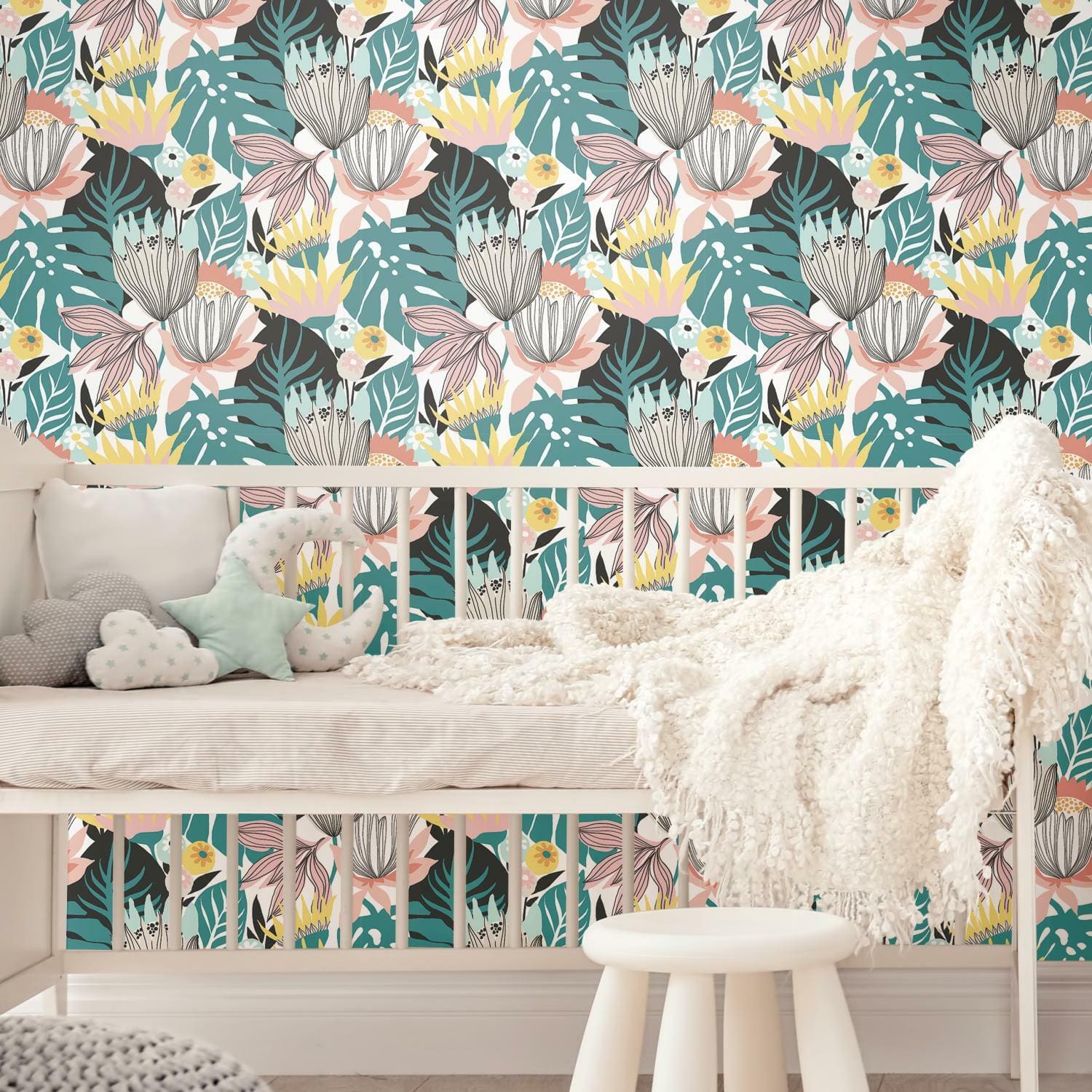 RoomMates Retro Tropical Leaves Peel & Stick Wallpaper