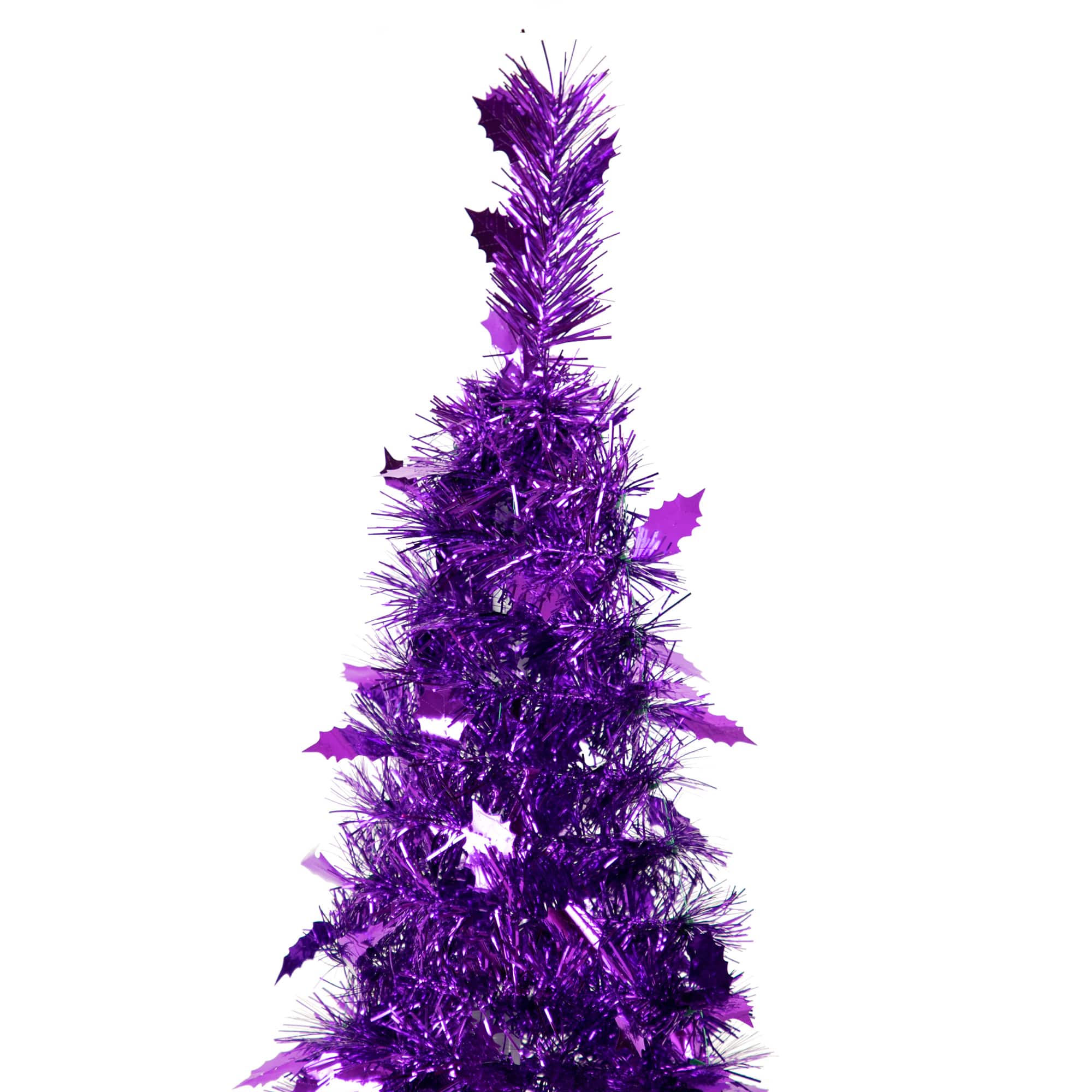 4ft. Unlit Purple Tinsel Pop-Up Artificial Christmas Tree