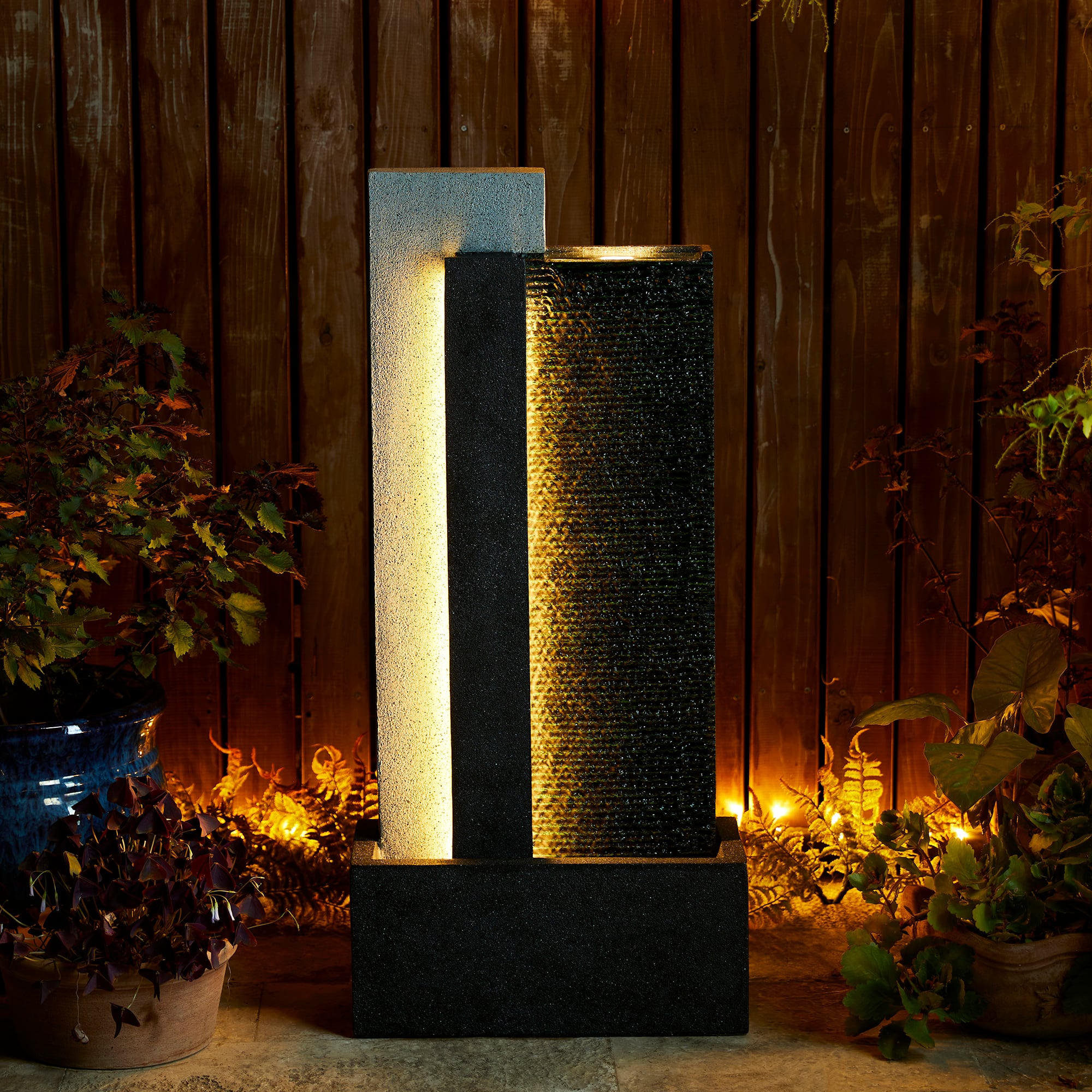 Glitzhome® 38.25" Modern LED Textured Surface Outdoor Floor Fountain