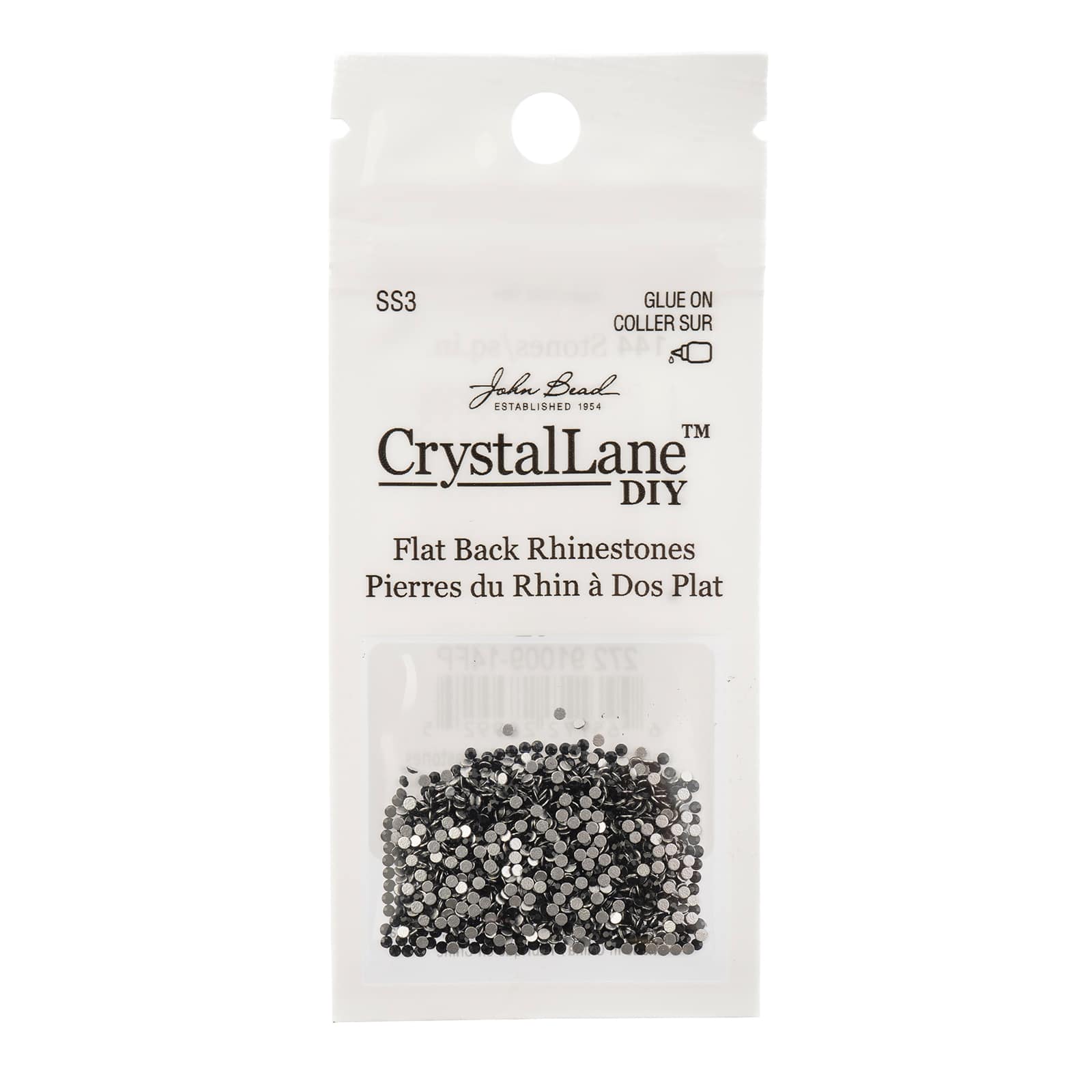 Crystal Lane DIY SS3 Round Glass Flatback Rhinestones, 1,440ct.