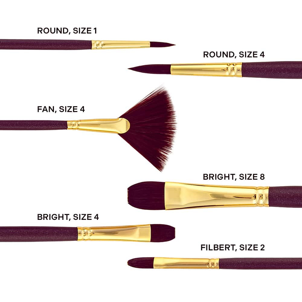 Royal & Langnickel® Bordeaux™ Round/Bright Variety Brush Set