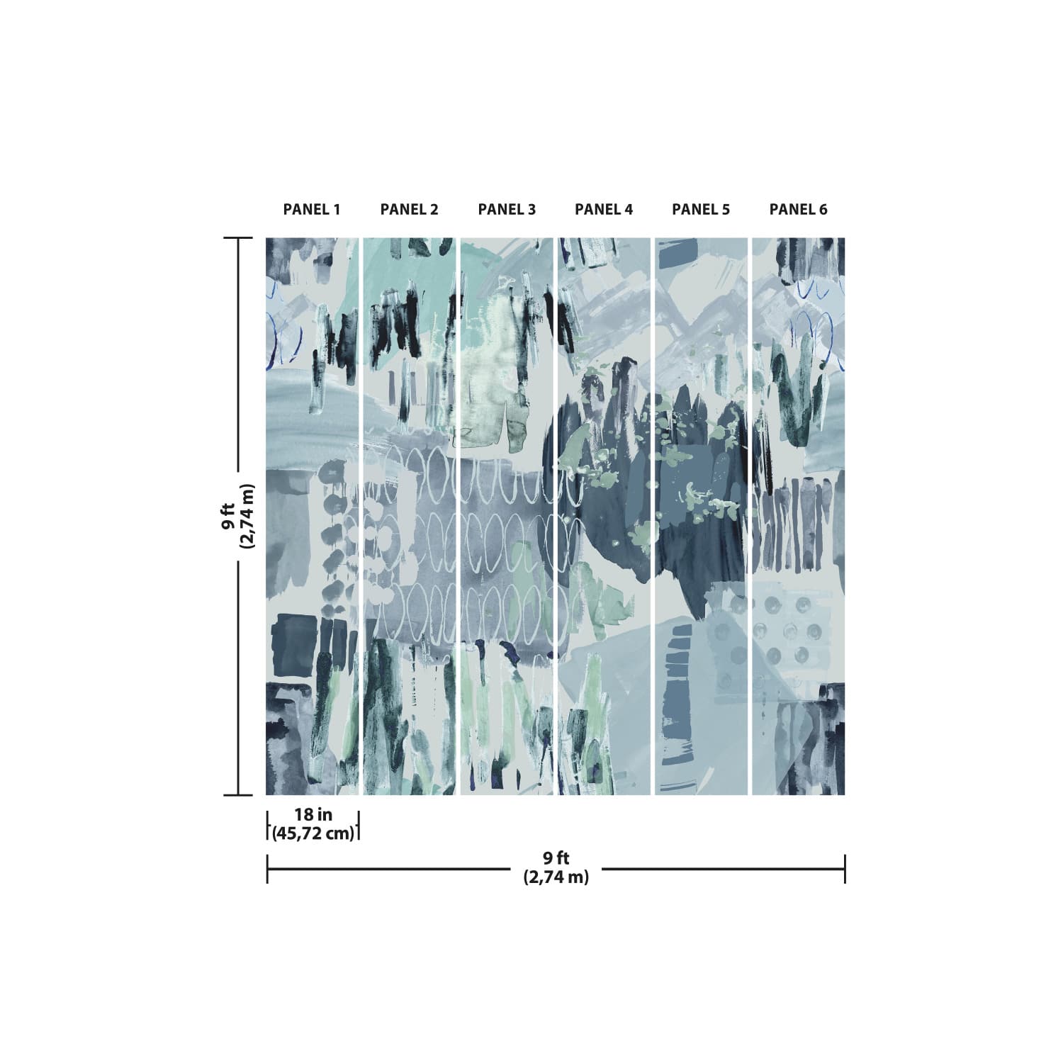 RoomMates Tamara Day Blue Abstraction Peel & Stick Wallpaper Mural
