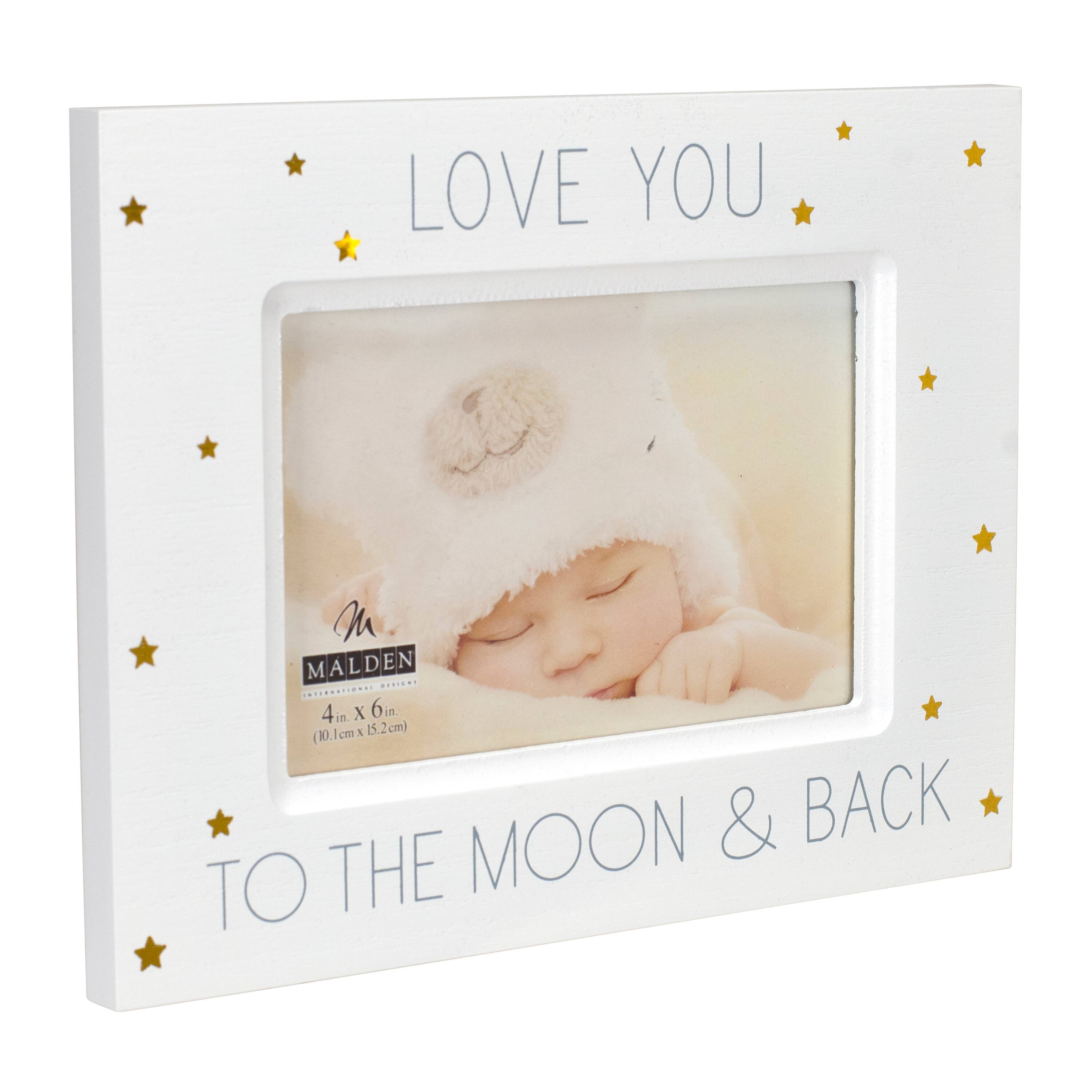 Malden International Designs To the Moon & Back White Frame with Gold Foil Stars