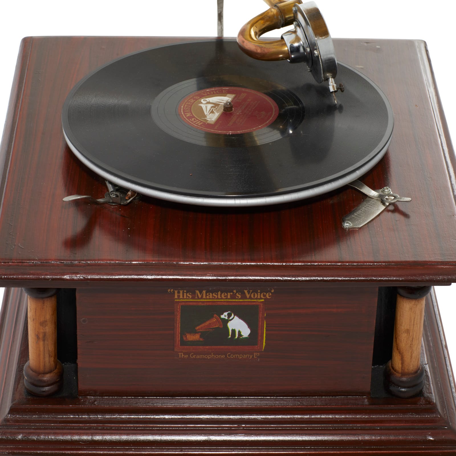 Brown Wood and Metal Vintage Gramophone, 28" x 18" x 16"