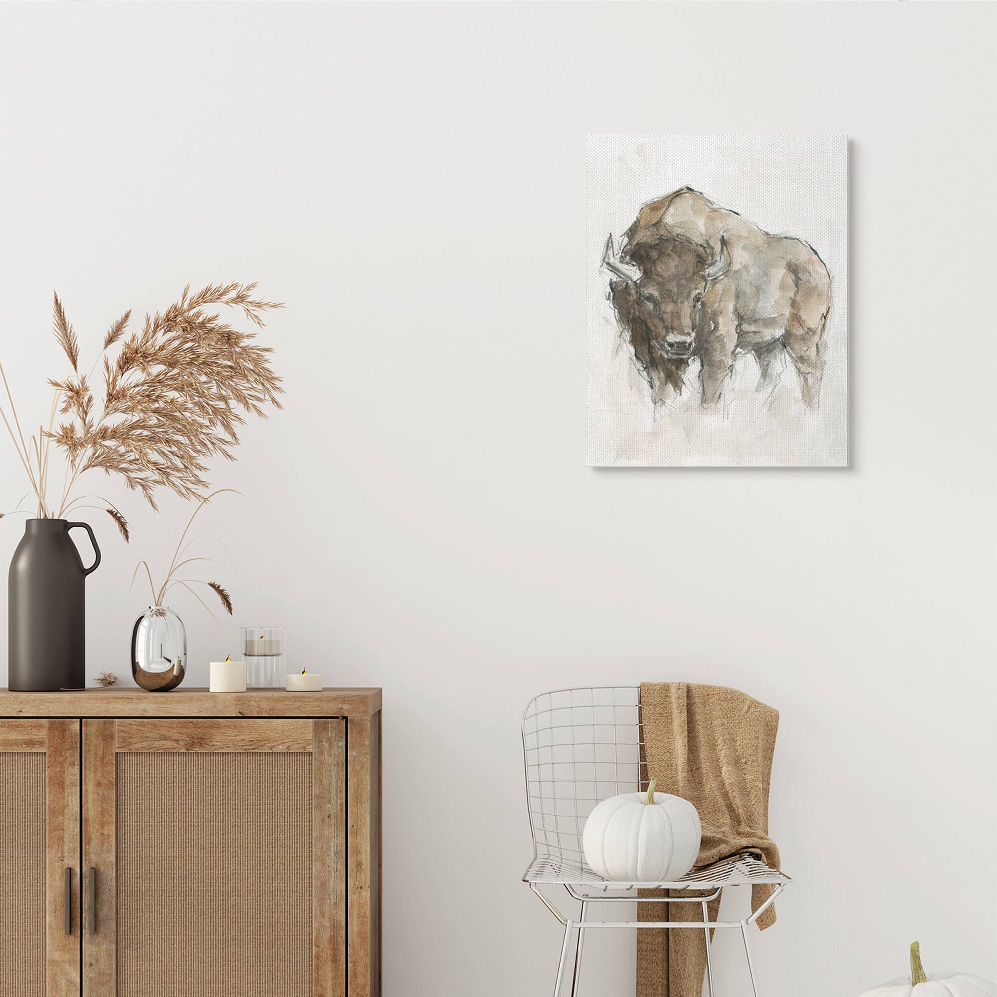 Stupell Industries Western American Buffalo Brown Country Animal Canvas Wall Art