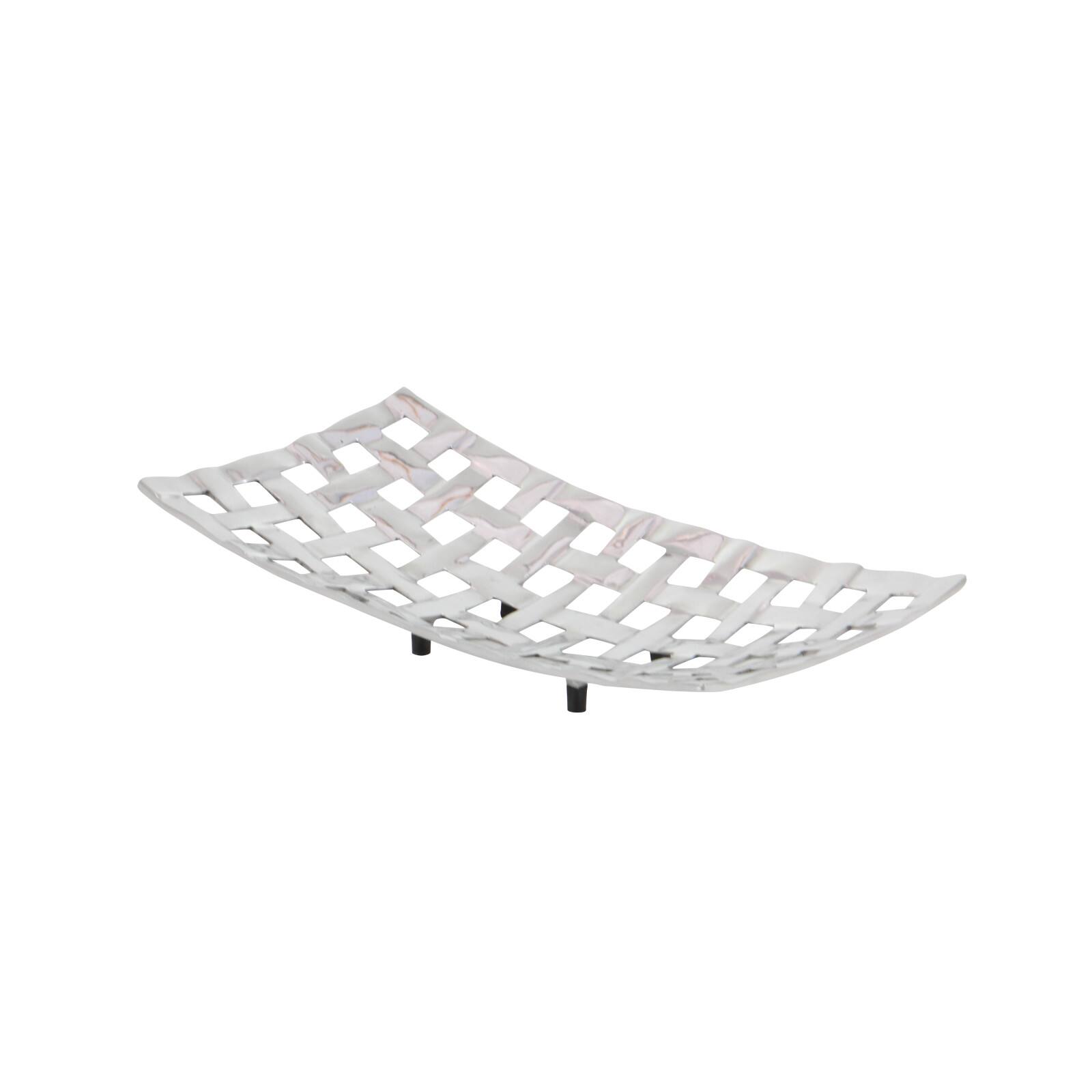 Silver Aluminum Contemporary Tray Set