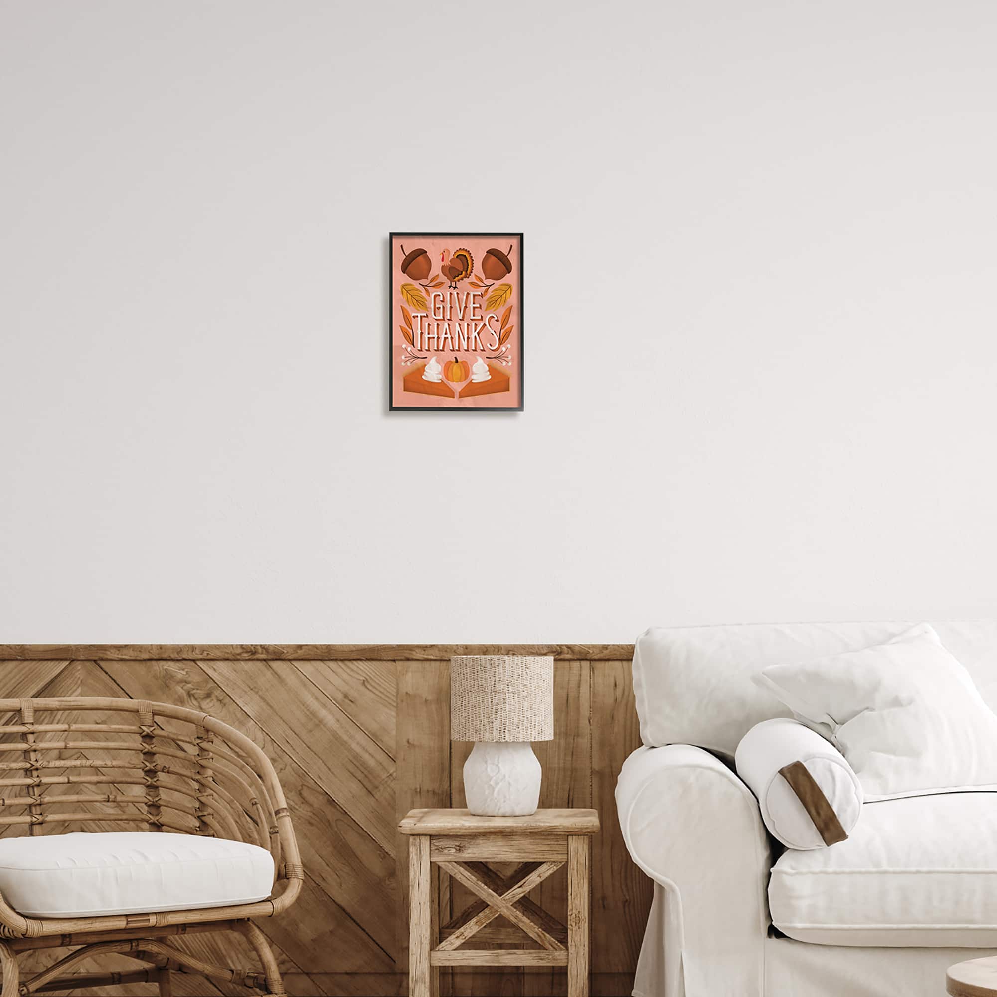 Stupell Industries Give Thanks Botanical Pumpkin Desserts Framed Giclee Art