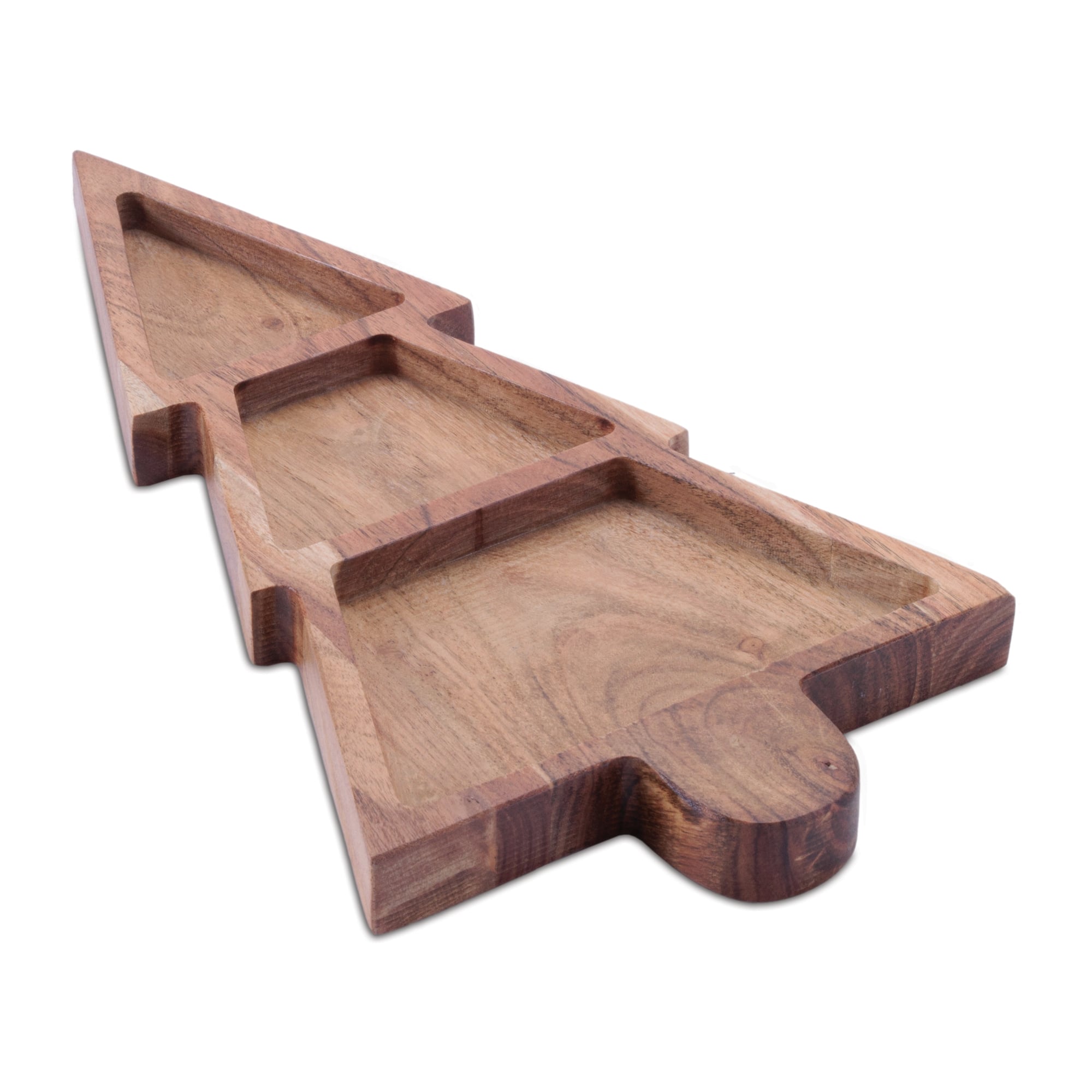 Melrose 15" Wood Christmas Tree Divided Serving Tray
