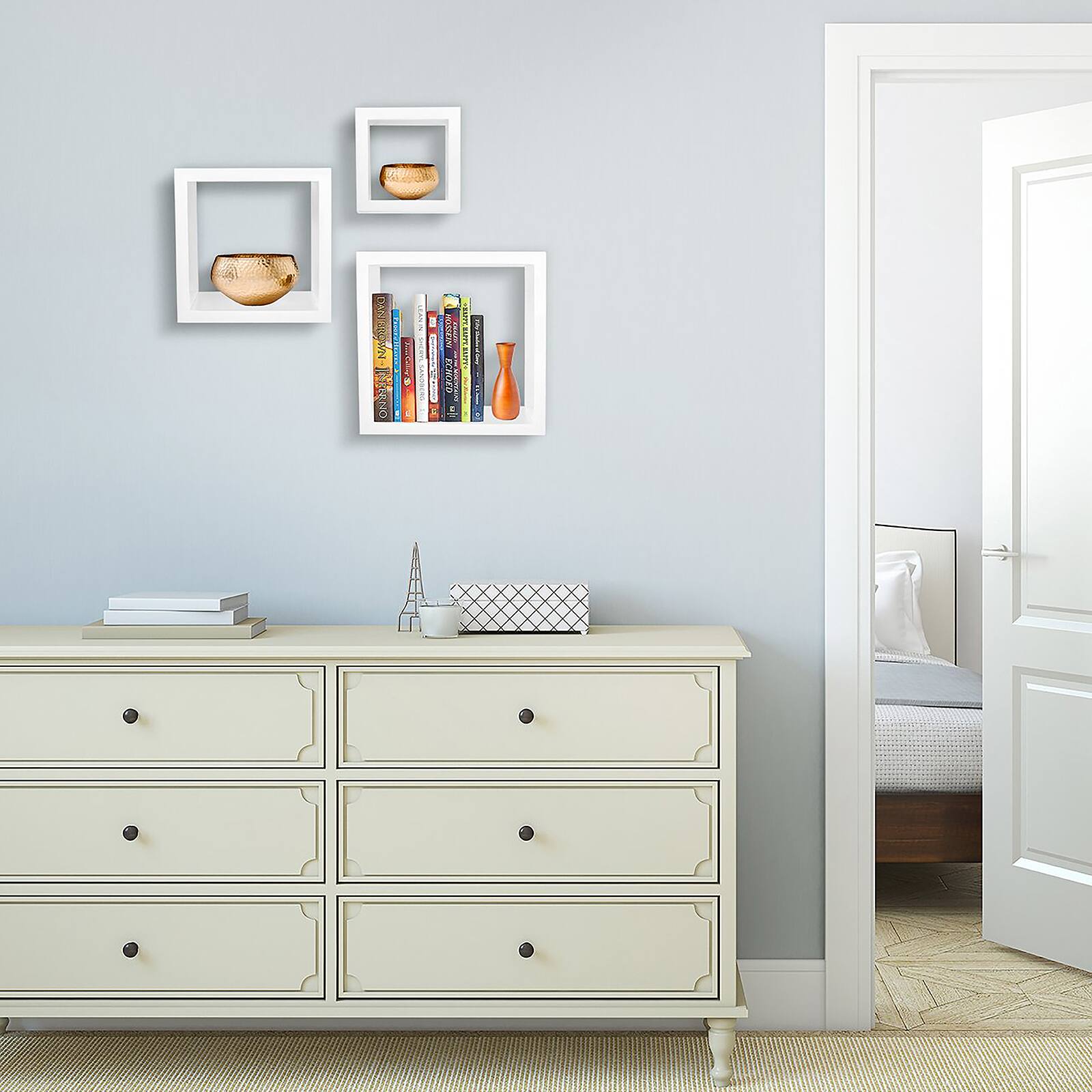 Sorbus Floating Square Shelf Set