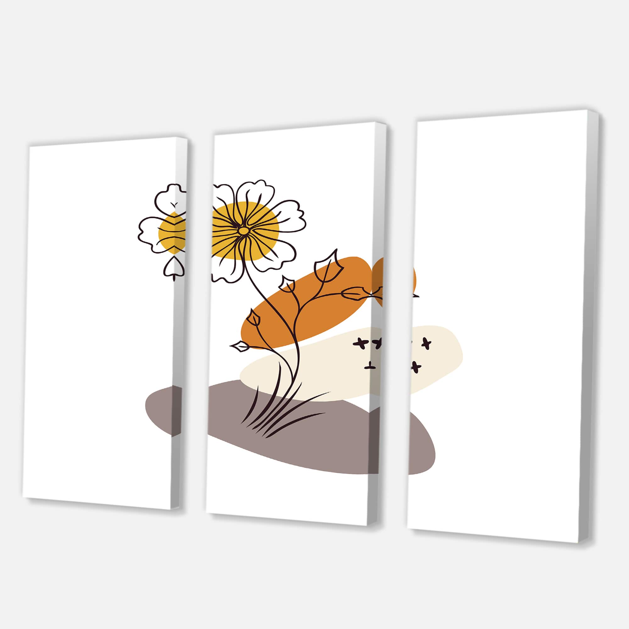 Designart - Abstract Flowers On Minimal Shapes I - Modern Canvas Wall Art Print