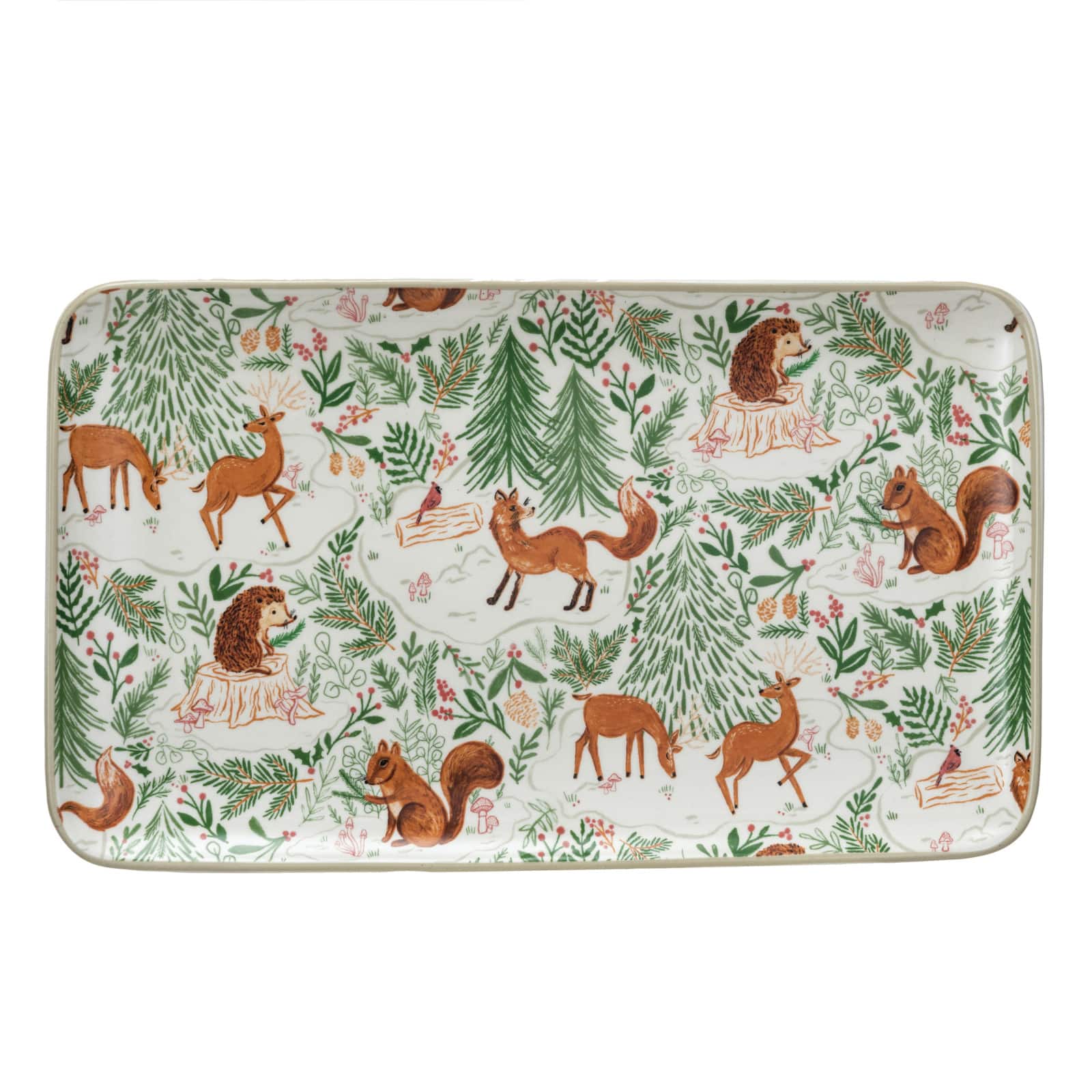 Hello Honey® 11.25" Woodland Flora & Fauna Stoneware Platter