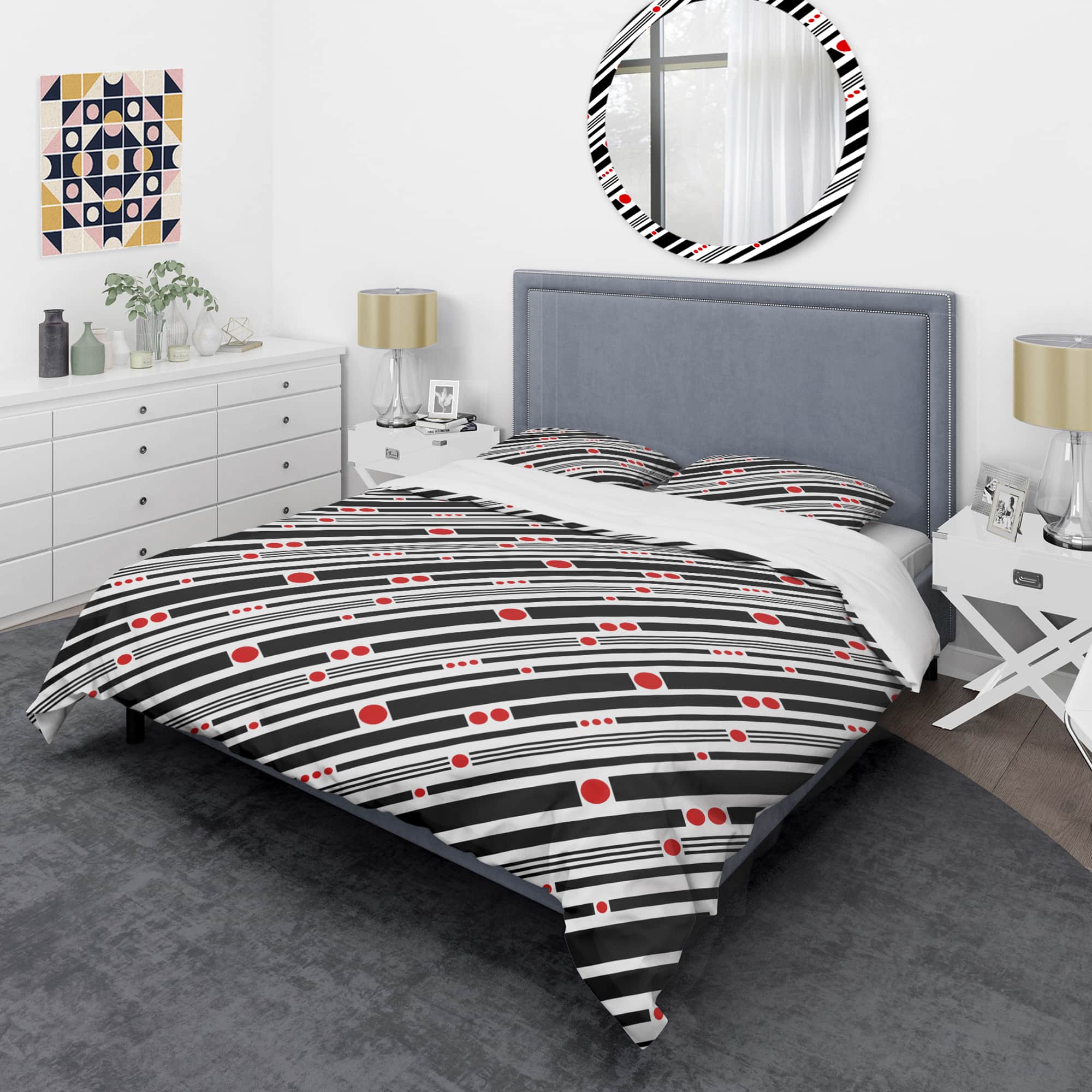 Designart 'Retro Geometrical Abstract Minimal Pattern XII' Mid-Century Duvet Cover Set