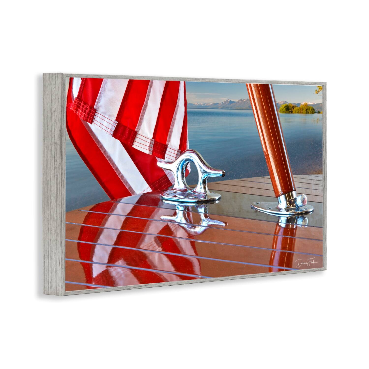 Stupell Industries Flag On Boat Hull Framed Giclee Art