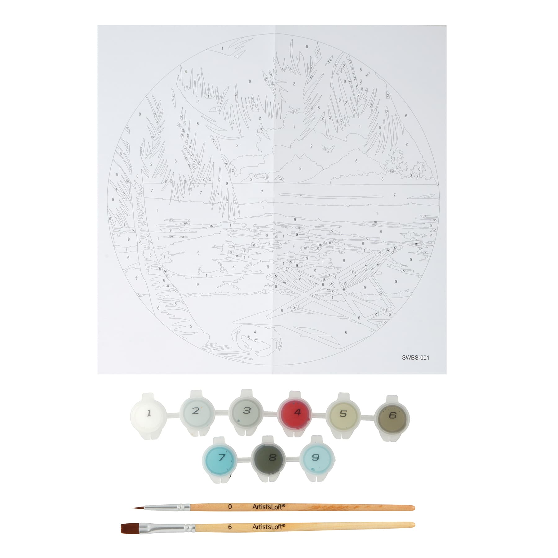 8" Beach Paint-by-Number Plywood Surface Kit by Artist's Loft®