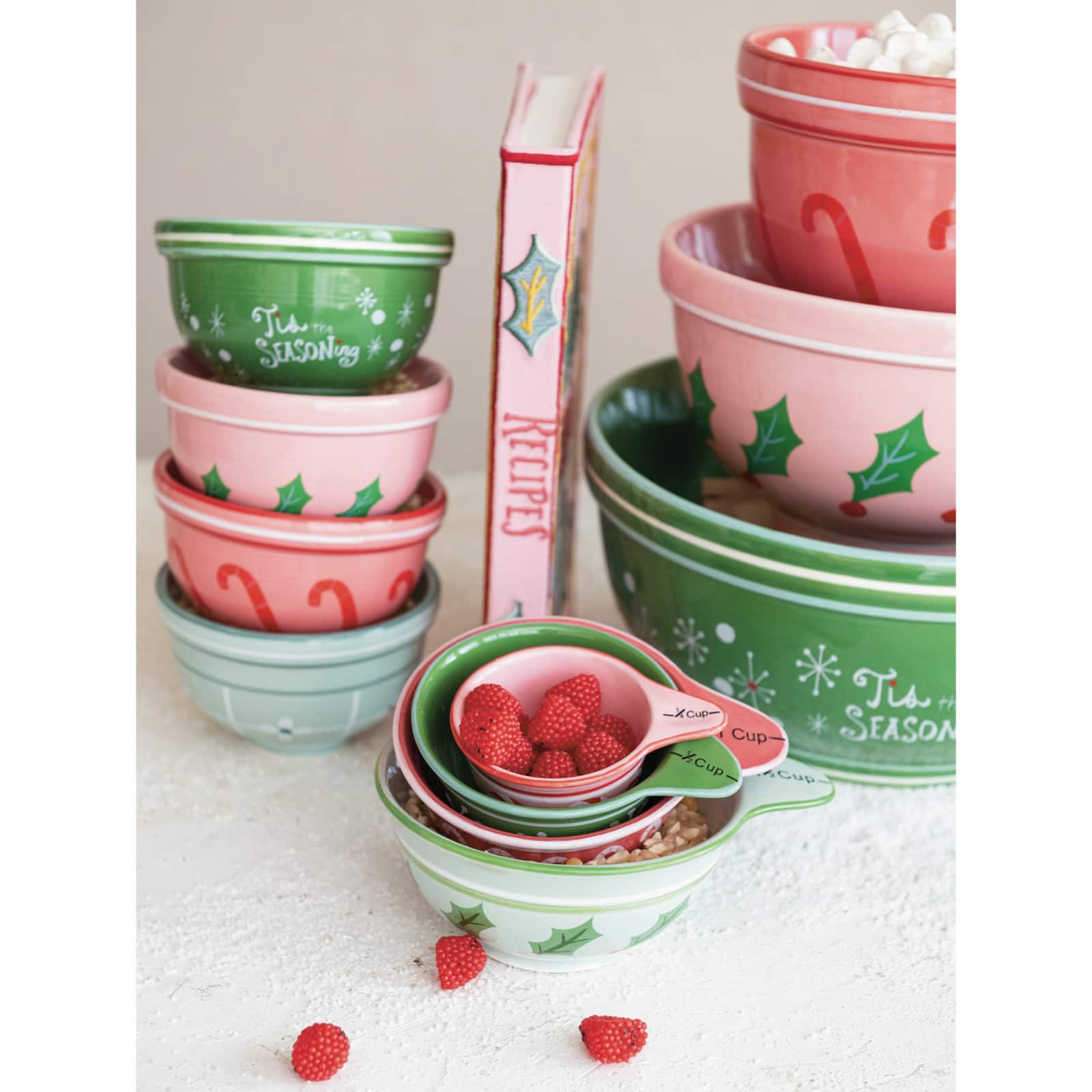 Hello Honey® Holiday Pattern Stoneware Measuring Cup Set