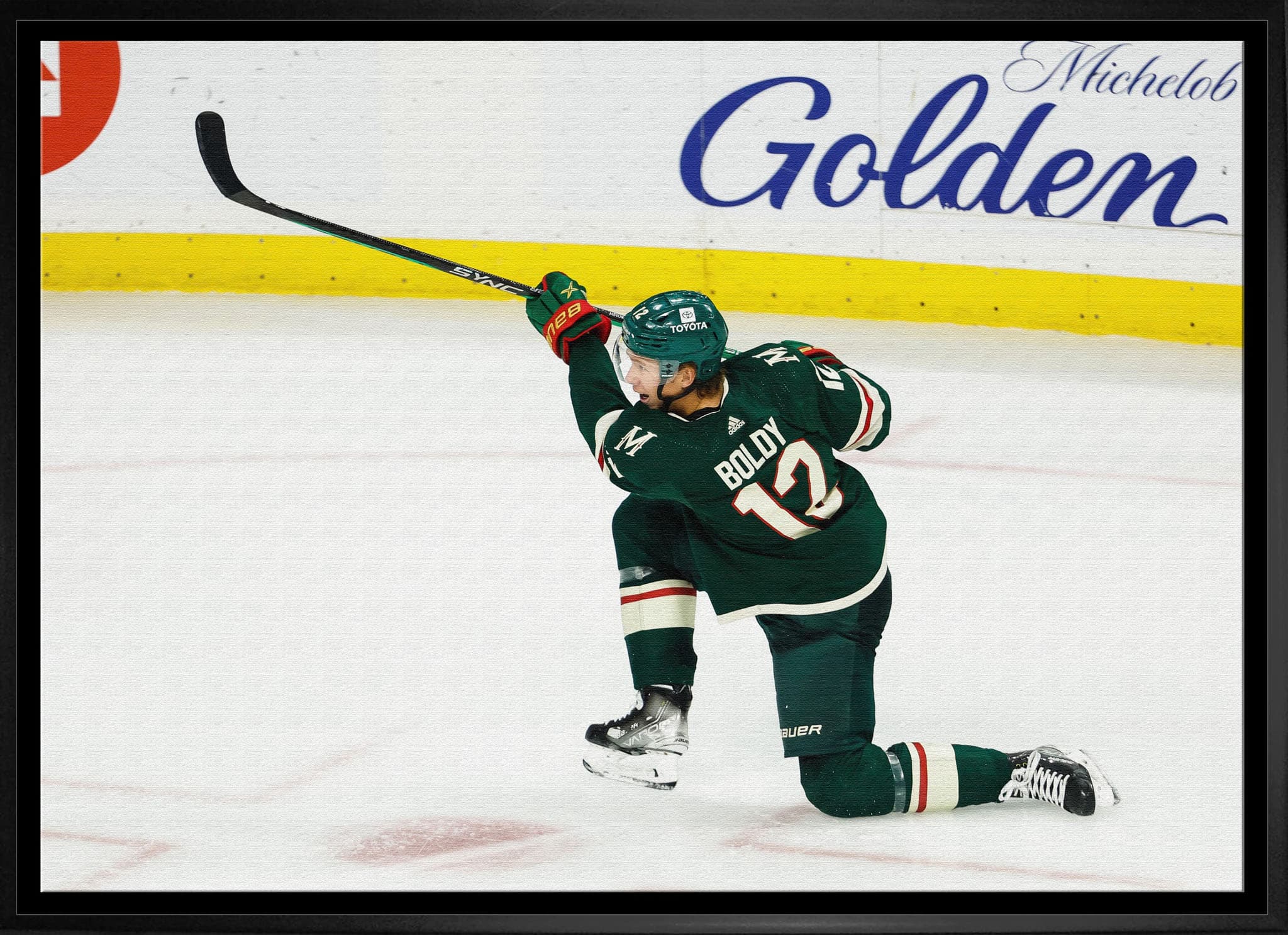 Matt Boldy 20" x 29" Framed Canvas Wild Shooting-H 31.5" x 22.5"