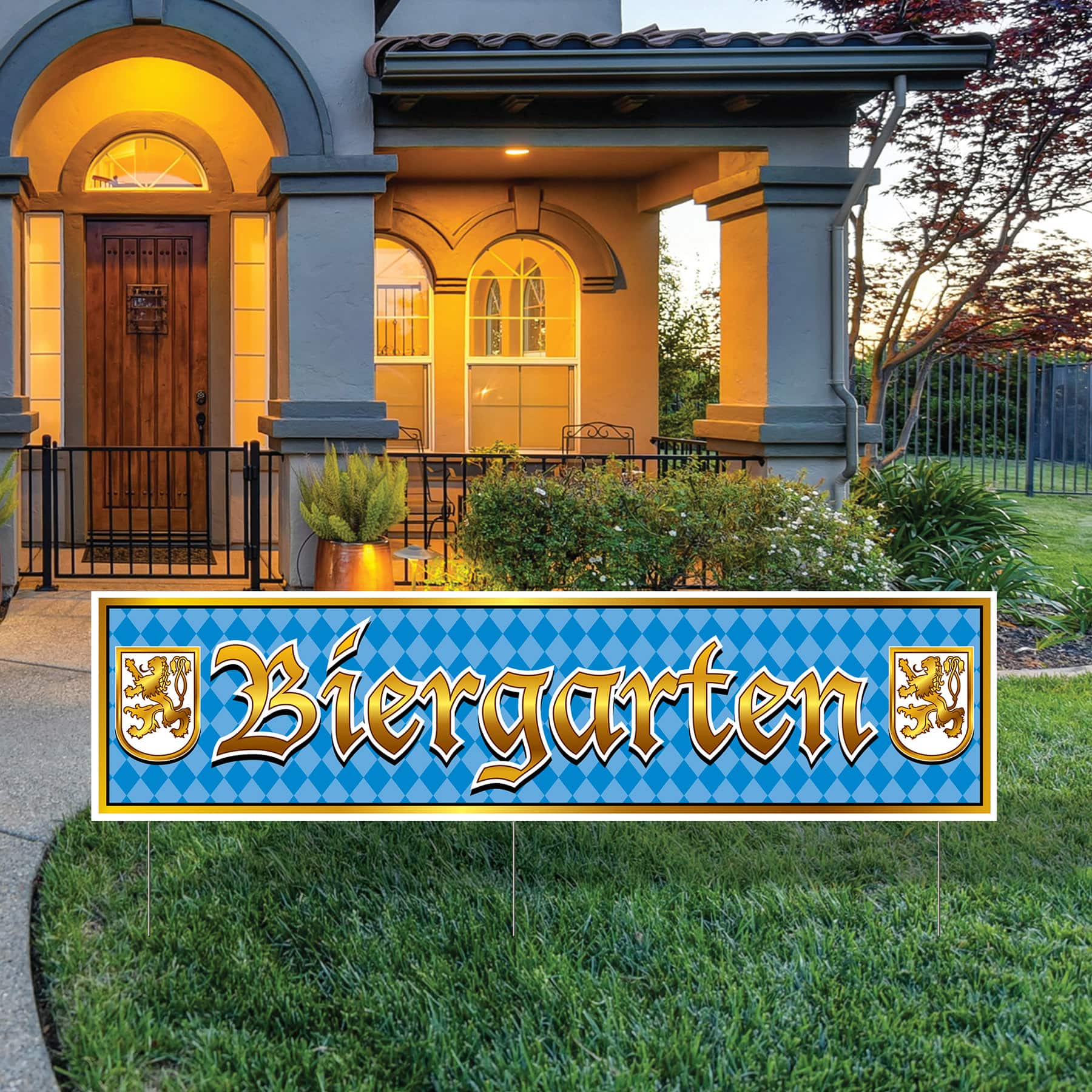 Beistle 11.75" x 47" Oktoberfest Plastic Jumbo Biergarten Yard Sign