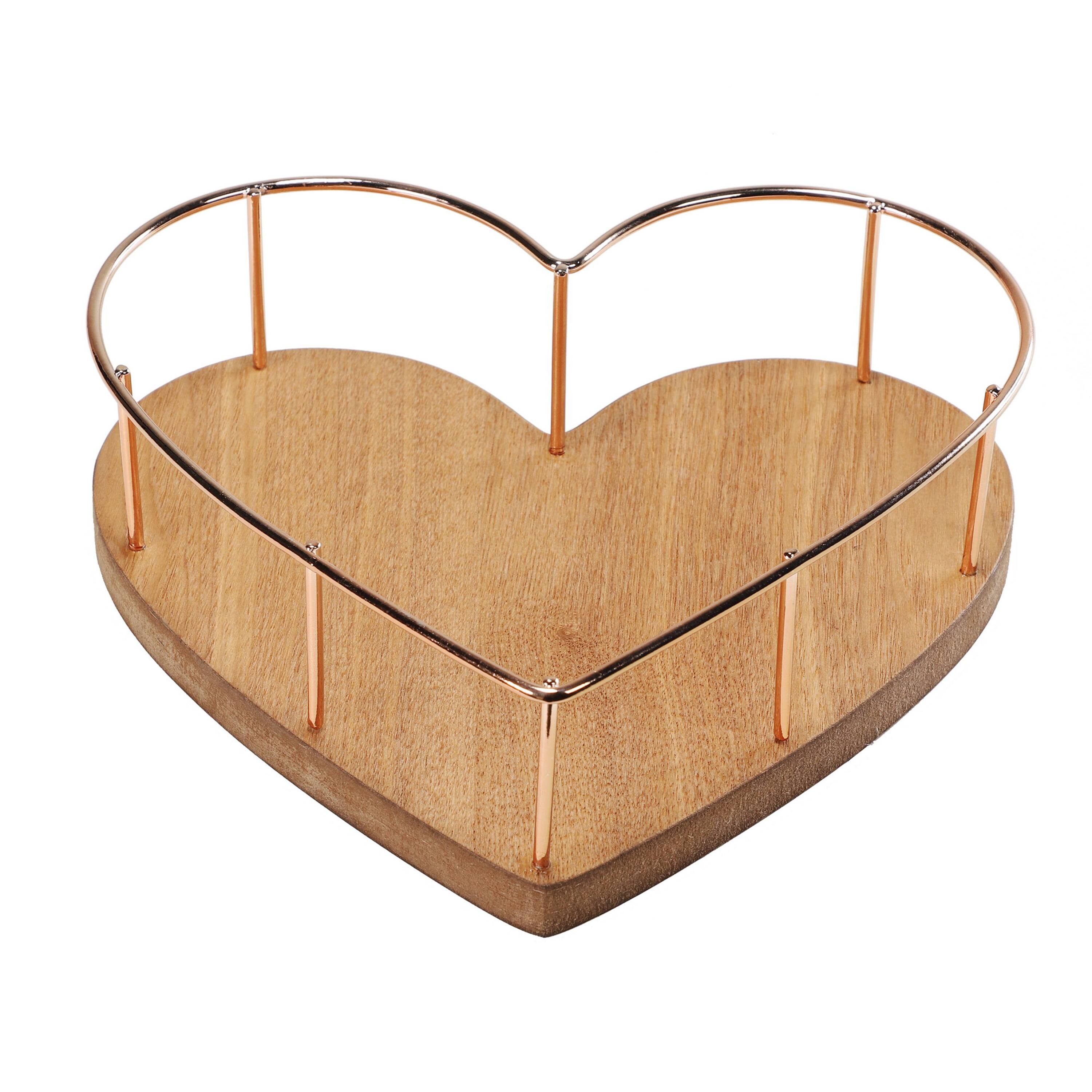 6 Pack: 9" Heart Shaped Tray with Wooden Base