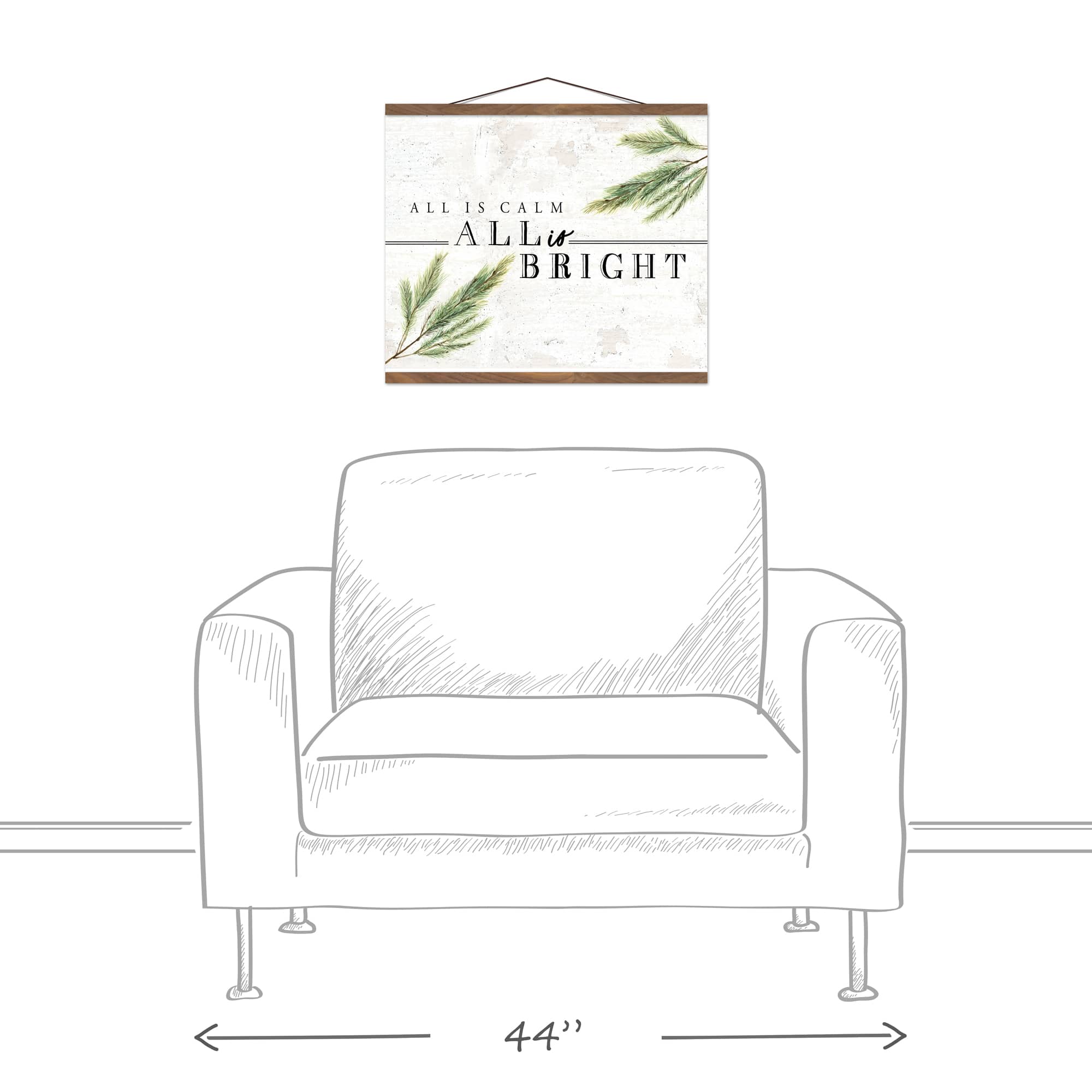 All Is Bright 20x16 Teak Hanging Canvas