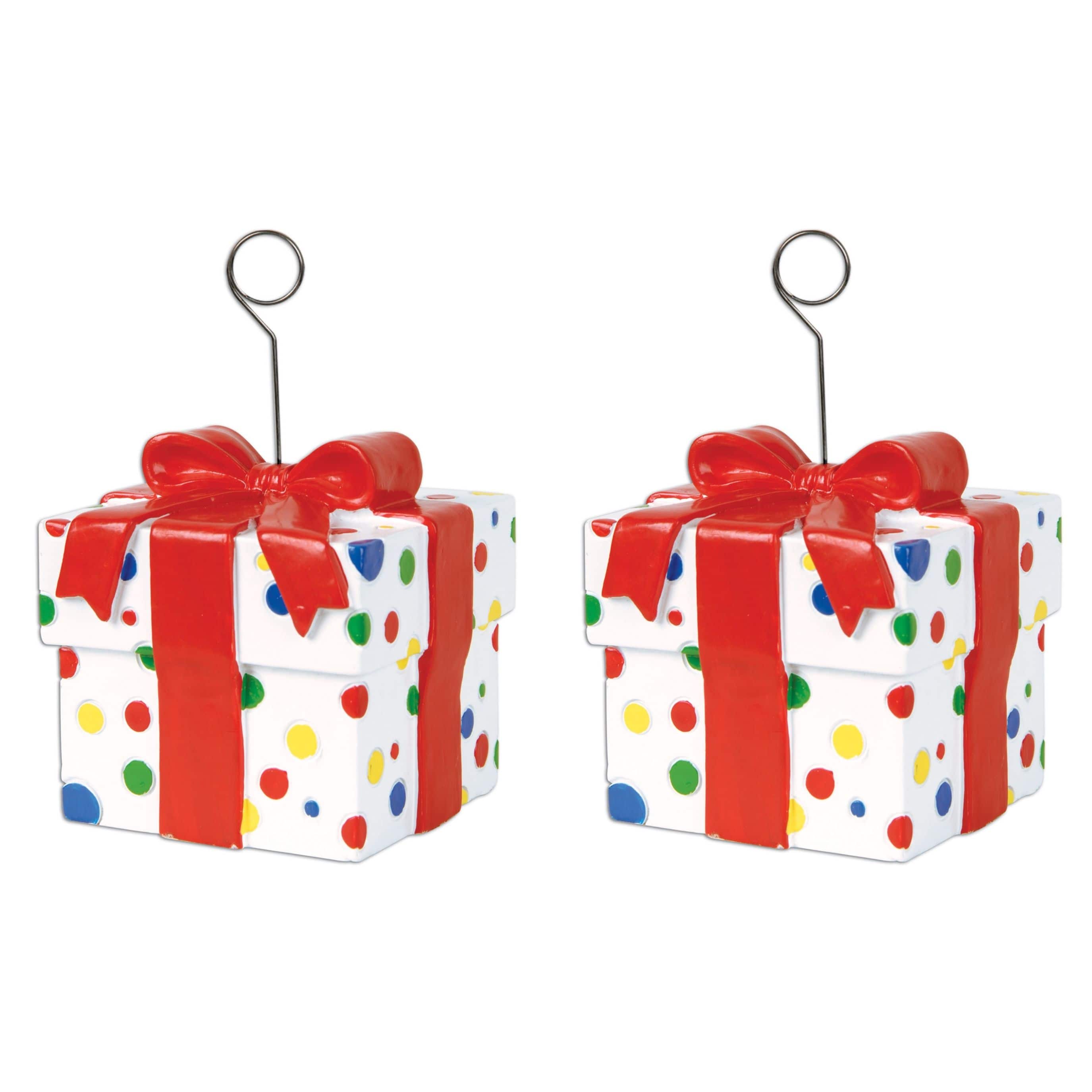 Beistle 6oz. Polka Dots Gift Box Photo & Balloon Holders, 2ct.