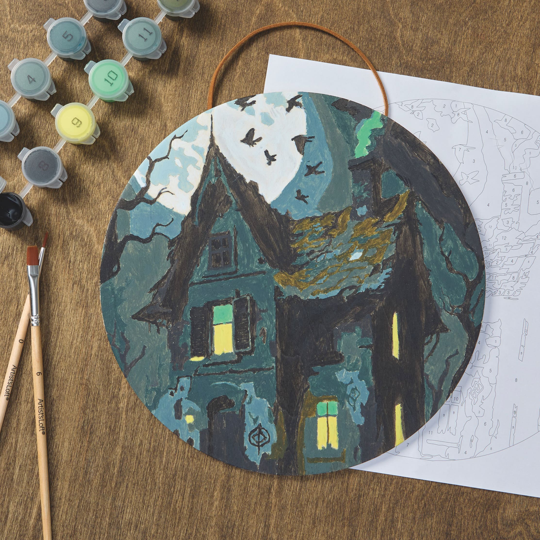 8" Haunted House Paint-by-Number Plywood Surface Kit by Artist's Loft®